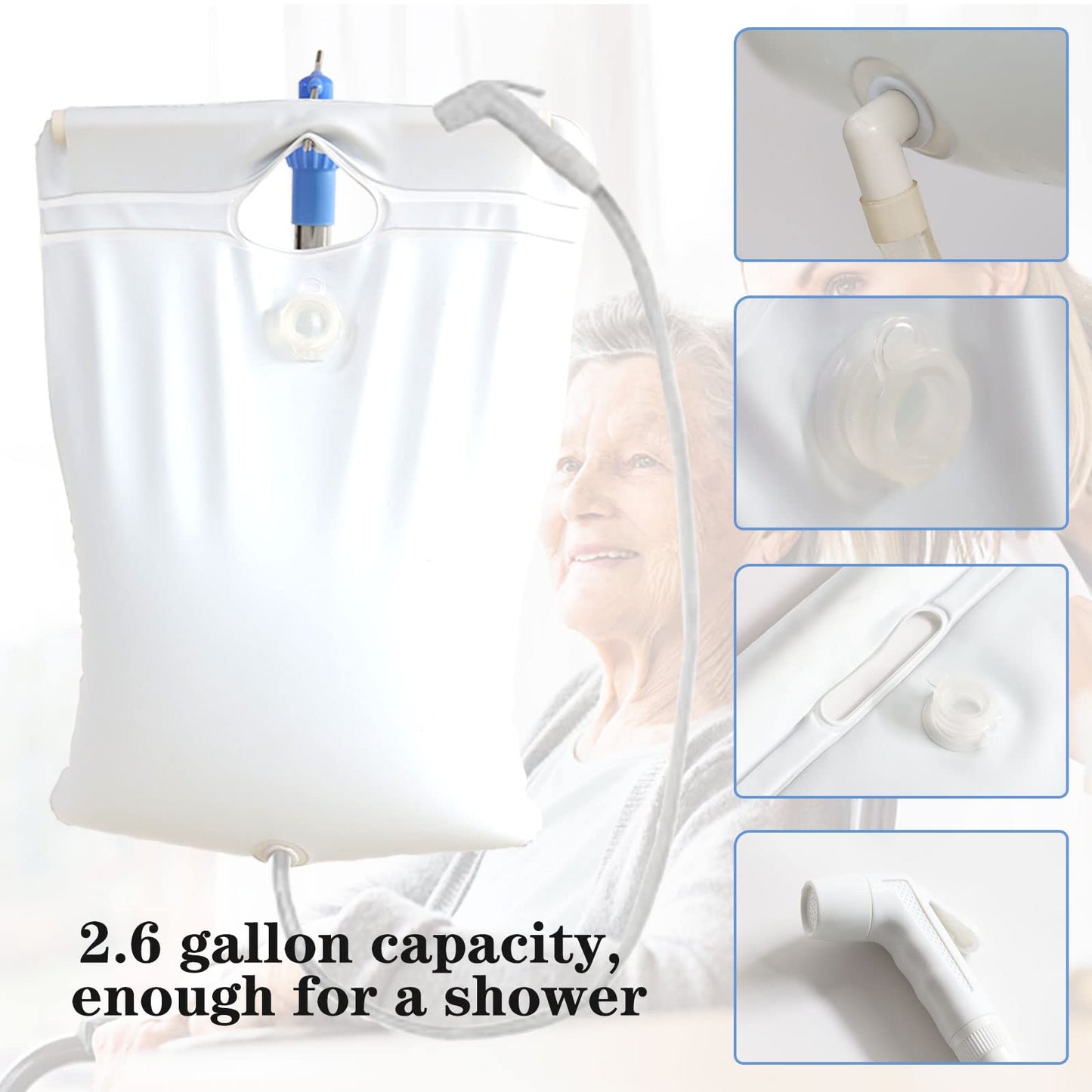 Bañera Inflable Médica Timisea Blanca con Bomba de Aire y Bolsa de Agua para Adultos