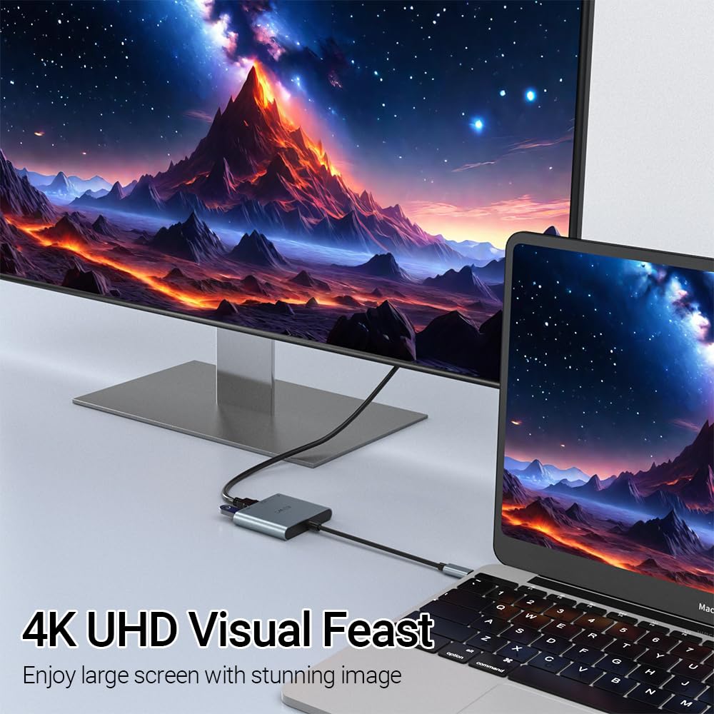 JESWO Adaptador USB C a HDMI, 3 en 1 USB C Hub, Adaptador Tipo C Multipuerto con Puerto de Salida HDMI 4K, Puerto USB 3.0 y PD 87W Carga, Compatible con MacBook/iMac Pro
