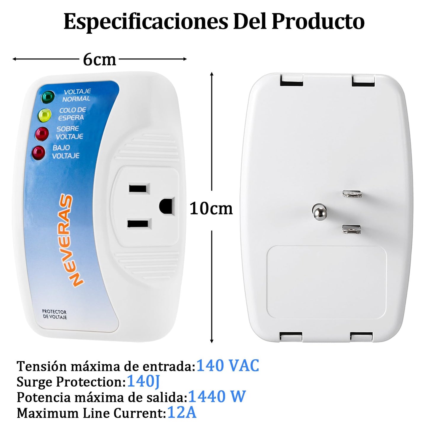 Protector de Voltaje UIOERGF 1440W para Refrigerador y Otros Dispositivos, Voltaje de Salida 120V, 12A