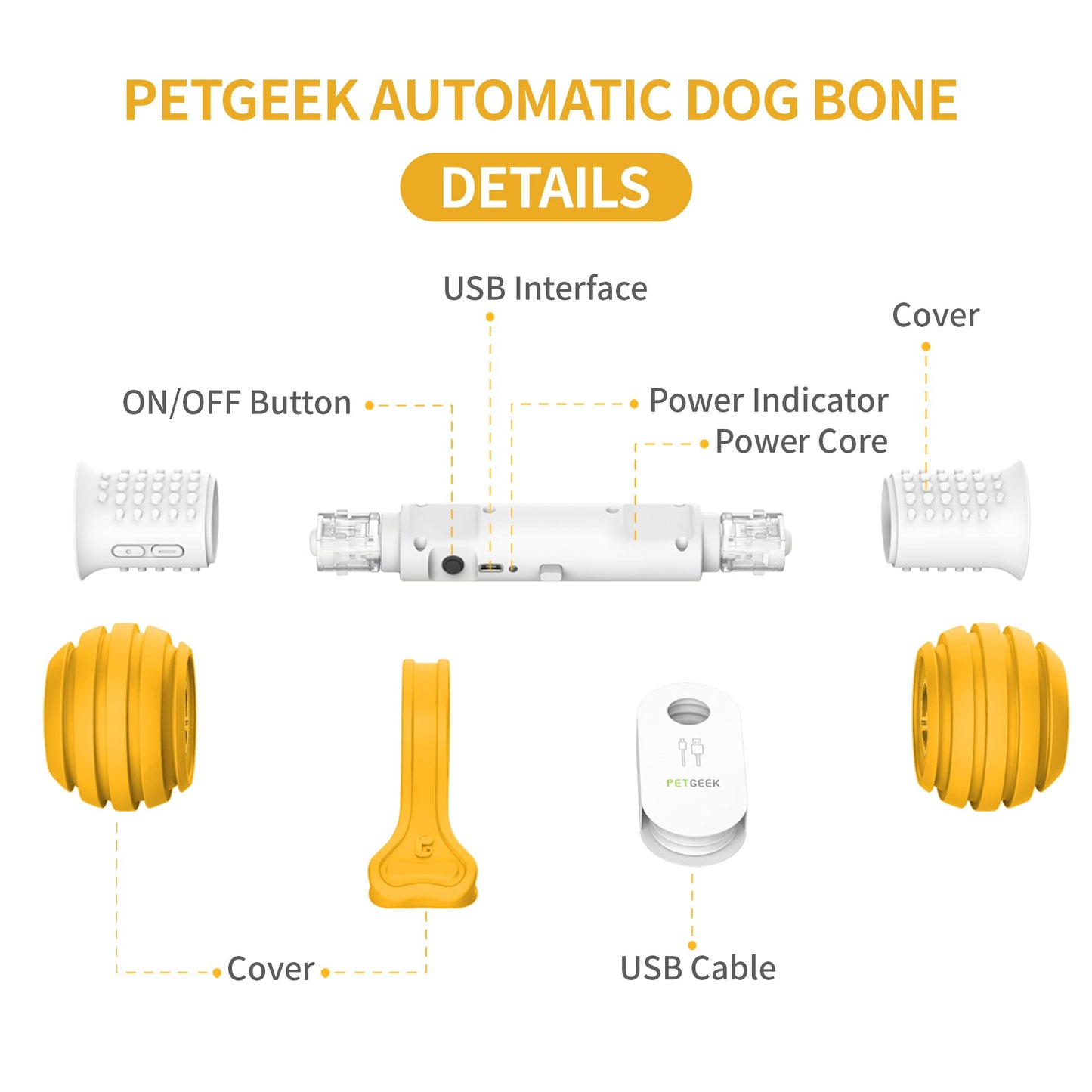 PETGEEK Juguetes Interactivos Para Perros, Juguetes Automáticos Para Perros Para Mantenerlos Ocupados, Huesos Electrónicos Para Perros Con Material Seguro Y Duradero, Equipado Con Usb Recargable () Medio A