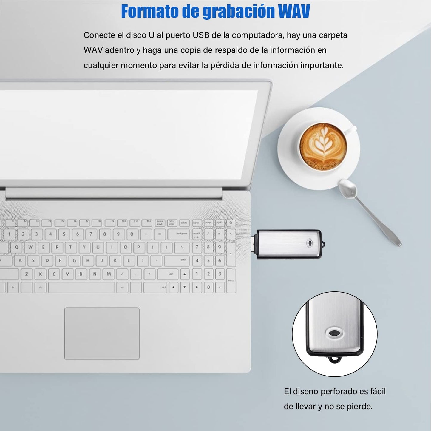 DEKITA Mini Grabadora de Voz Audio Microfono Espia USB Dura mas de 15 Horas, 8Gb