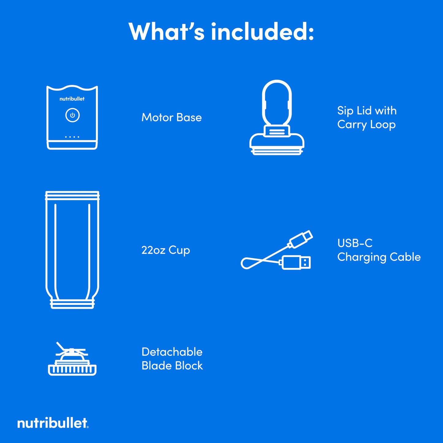 nutribullet Flex Batidora portátil NBPB50200BB, Azul zafiro
