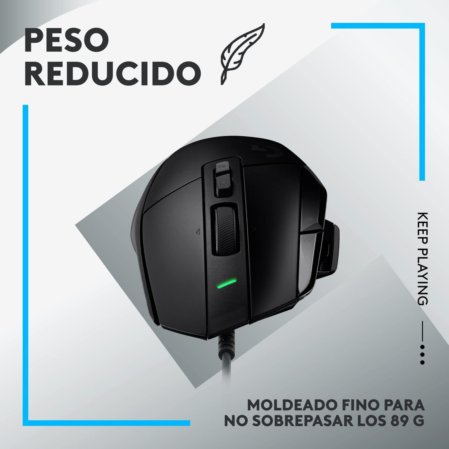 Logitech G502 X Mouse con Cable para Gaming - Interruptores primarios ópticos/mecánicos híbridos LIGHTFORCE, Sensor de Gaming Hero 25K, Compatible con PC - macOS/Windows - Negro