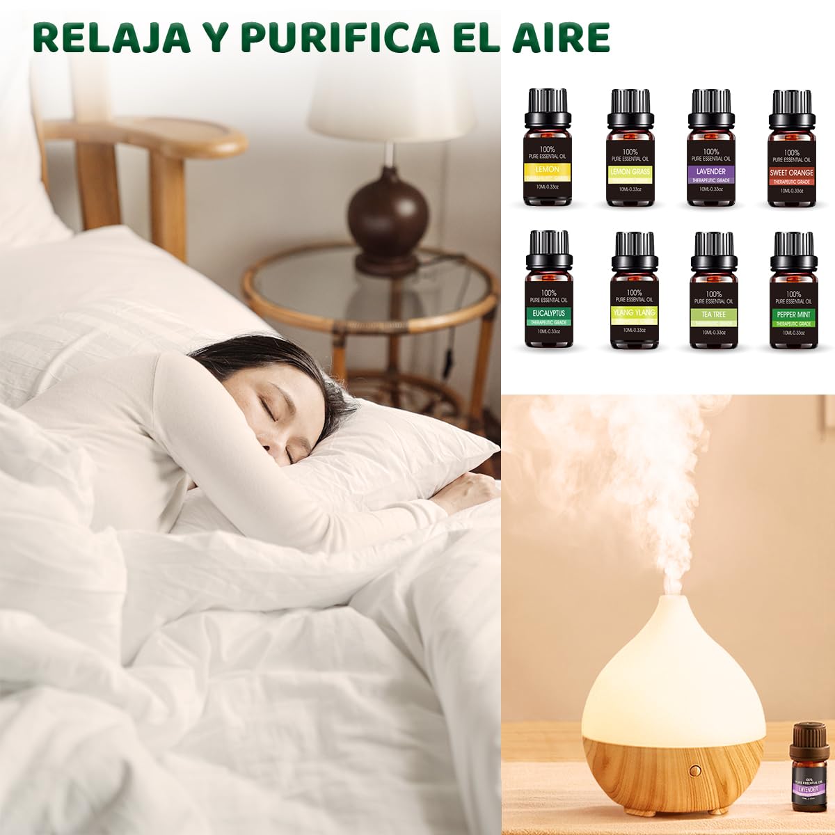 Aceites Esenciales VIDA4U Aromaterapia Naturales para Difusores y Humidificadores