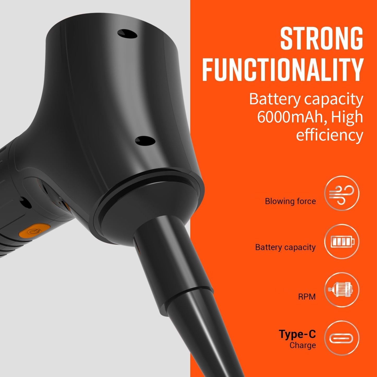 JESWO Aire Comprimido para PC con 5 Boquilla, 60000RPM Soplador de Aire, 6000mAh Plumero de Aire, 3 Velocidad Pistola de Aire Comprimido Inalámbrico Portátil para Computadora, Teclado, Oficina, Coche