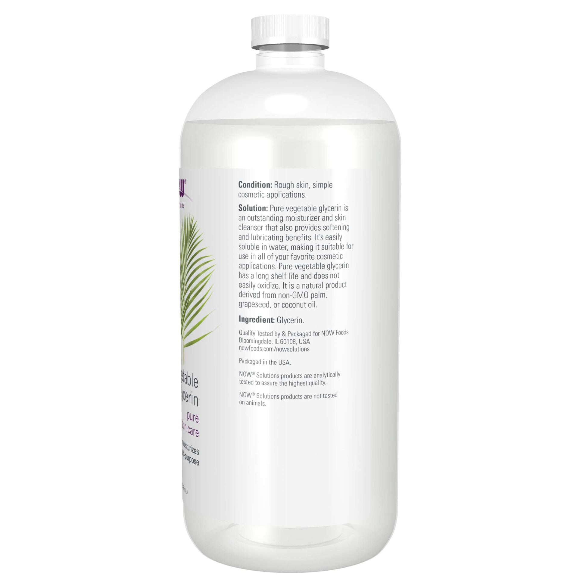 Glicerina Vegetal NOW Solutions Pura para Cuidado de la Piel Suave e Hidratante