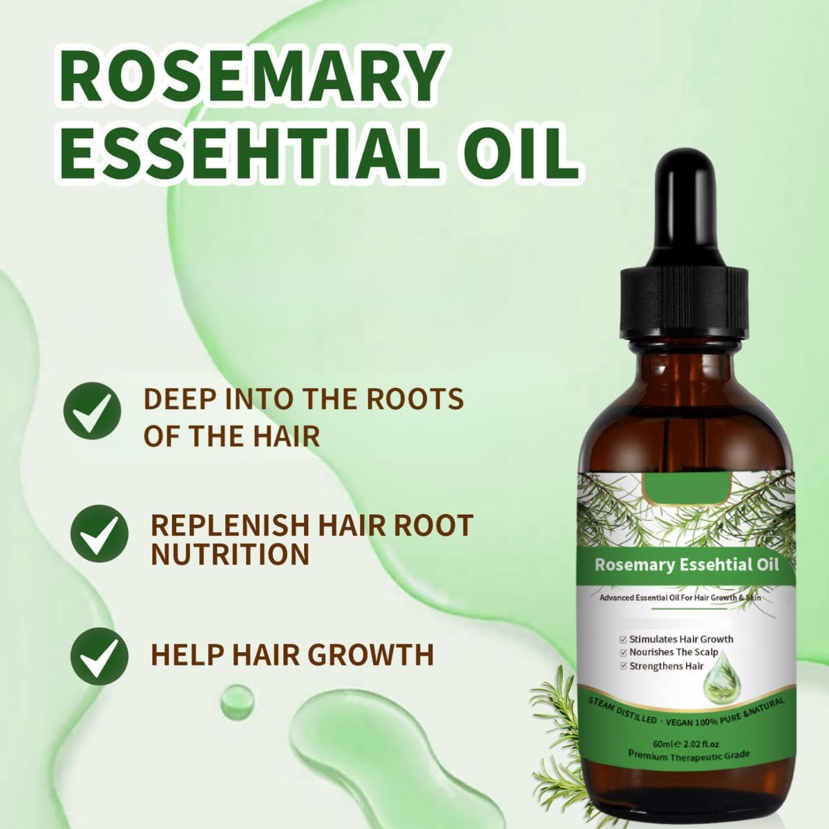Aceite Esencial Rosemary Cuidado Cabello y Piel Crecimiento Aromaterapia 30 ml