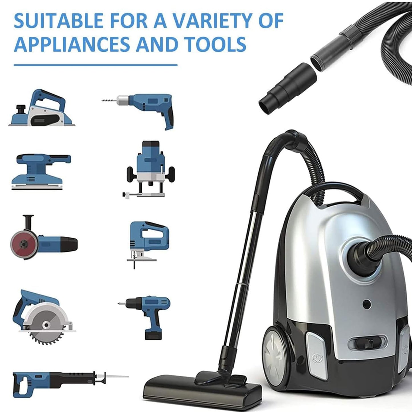Adaptador de Aspiradora Wzenclave Negro Kit Profesional de Conexión para Herramientas Eléctricas Duradero y Reutilizable