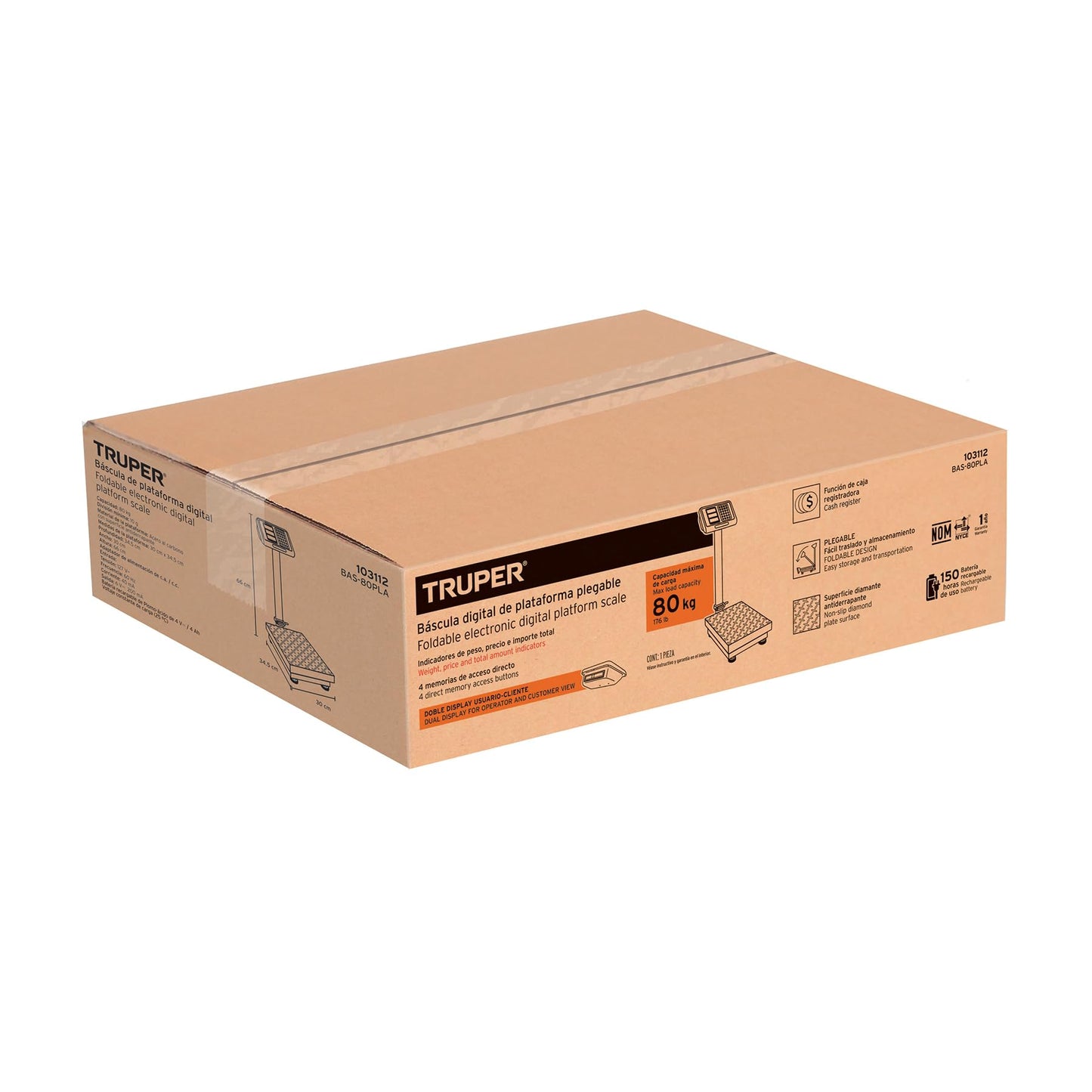 Báscula Truper Plata de Plataforma 80 kg para Mostrador