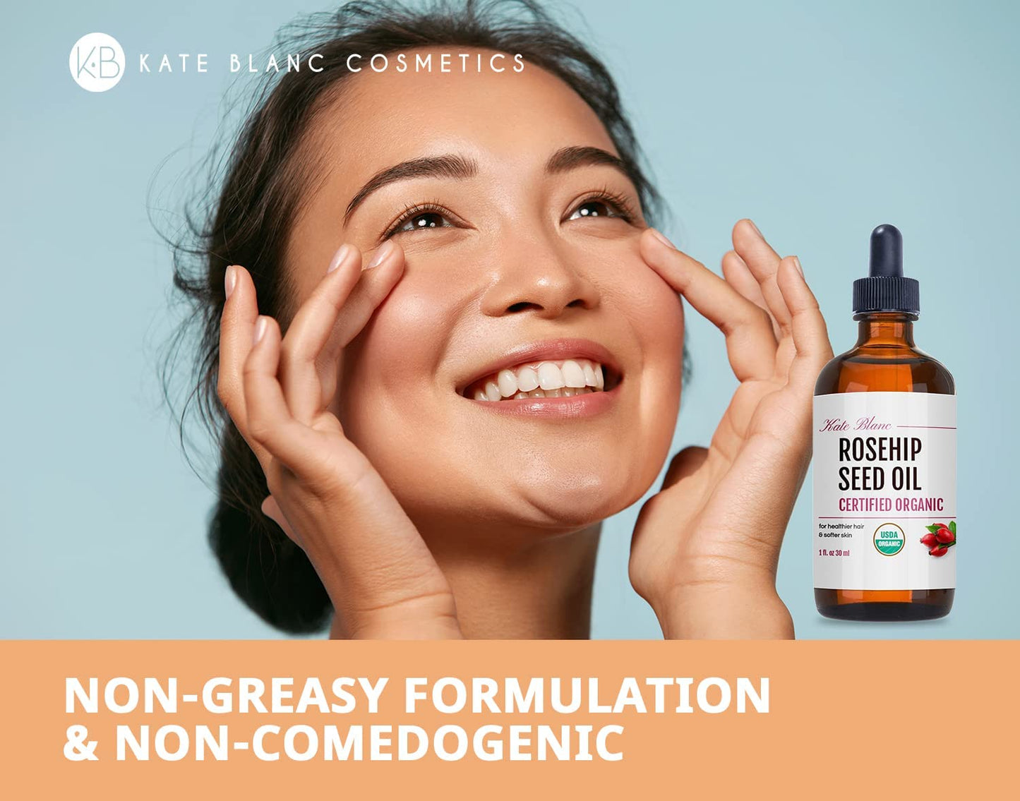 Kate Blanc Cosmetics Rosehip Seed Oil 30 ml - Hidratación - - Piel Radiante - Tono Uniforme - Hecho en USA