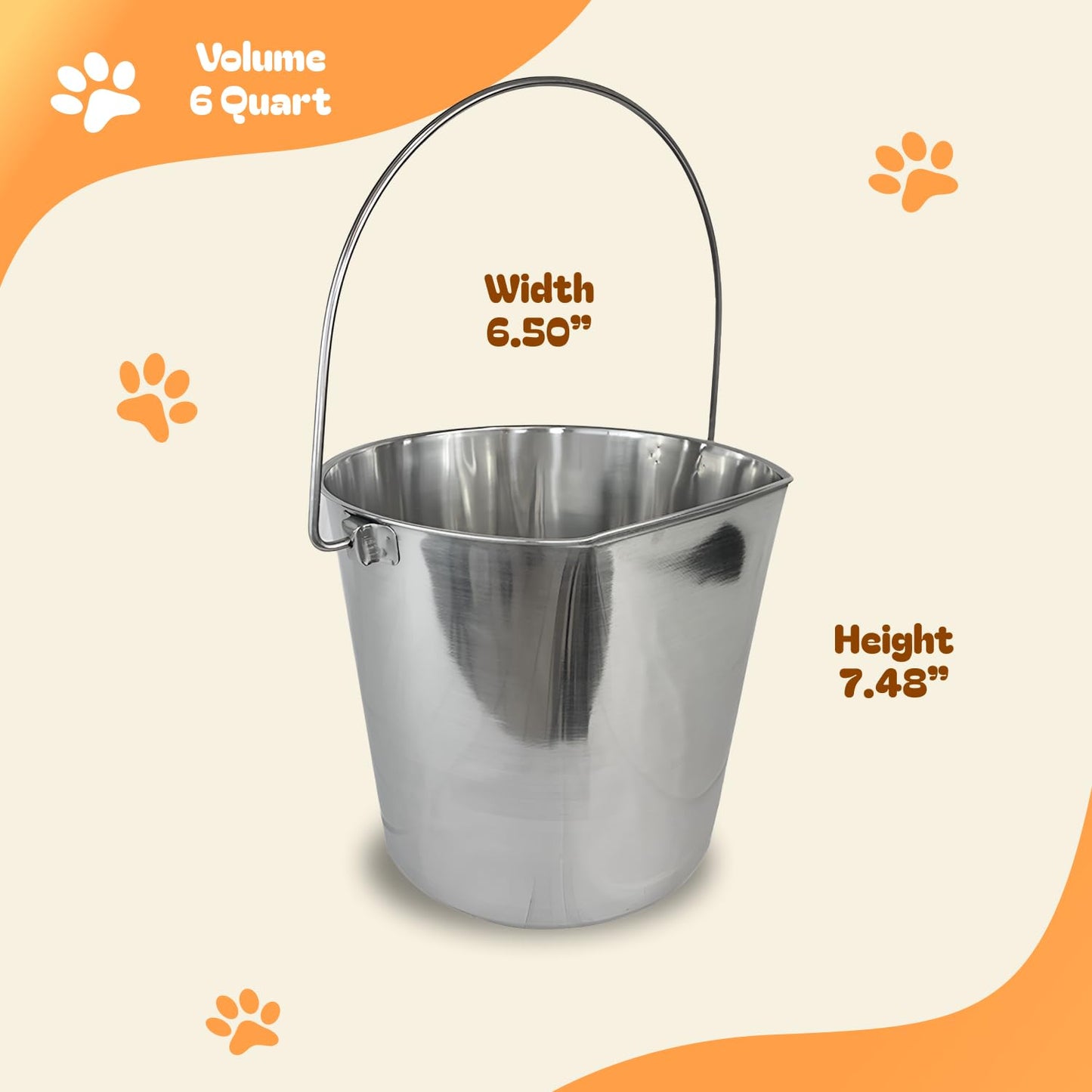 Advance Pet Products Cubo Plano de Acero Inoxidable Pesado, Plano de 6 Cuartos