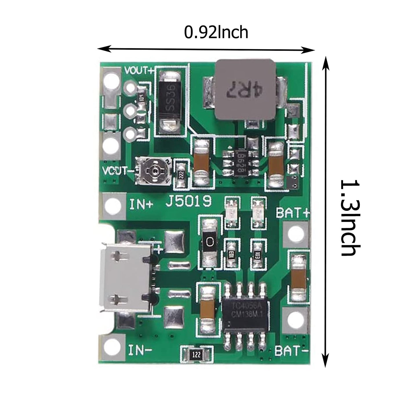 Módulo cargador de batería USB TP4056 de 3,7 V, 4,2 V a 9 V, 5 V, 2 A, módulo intensificador integrado, módulo cargador de batería de iones de litio 18650