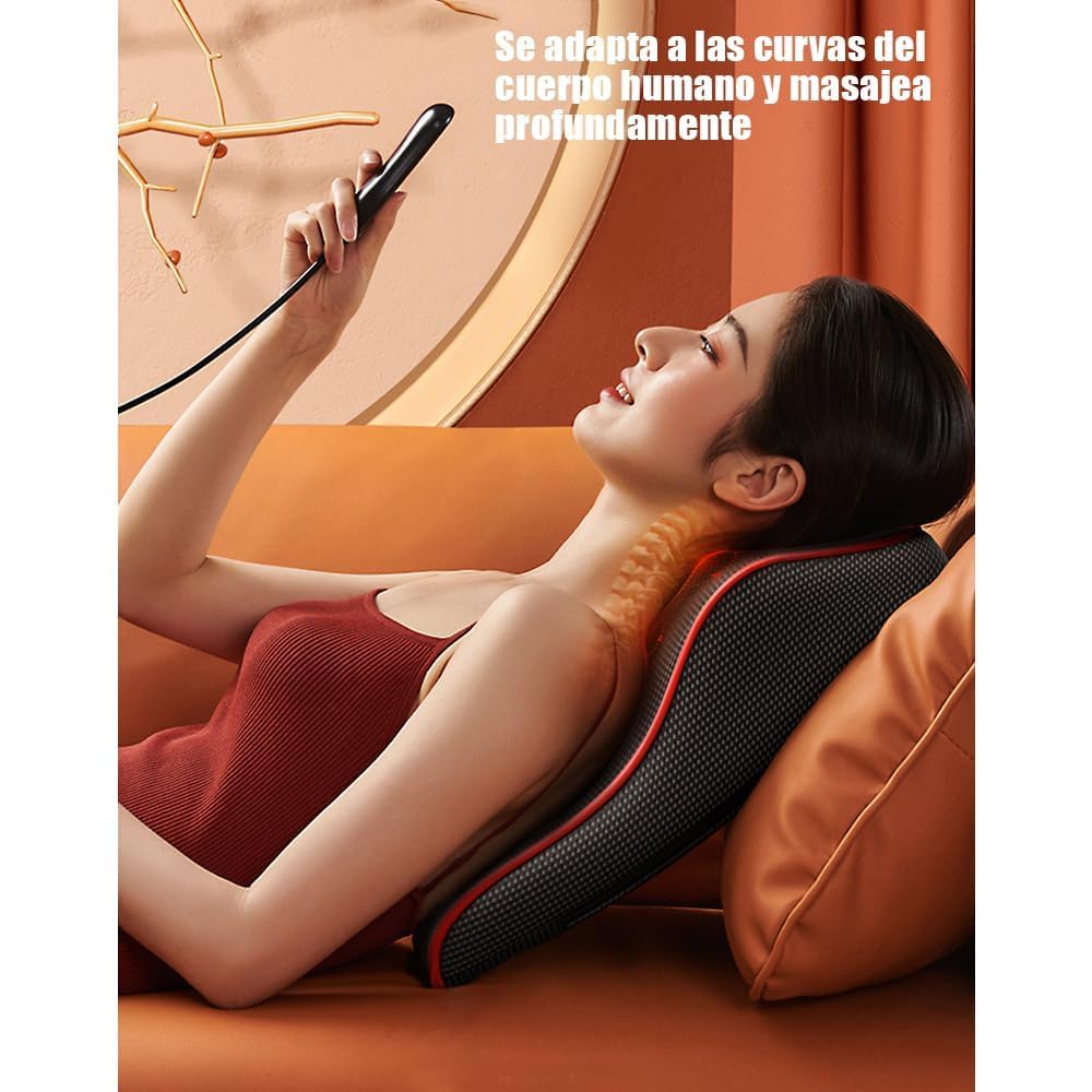 Mythya Cojines de Masaje Eléctricos, Masajeador de Espalda para Dolor de Espalda, Shiatsu Masajeador de Espalda Baja con Calor, Almohada de Masaje de Amasamiento 3D para Espalda, Cuello, Hombros