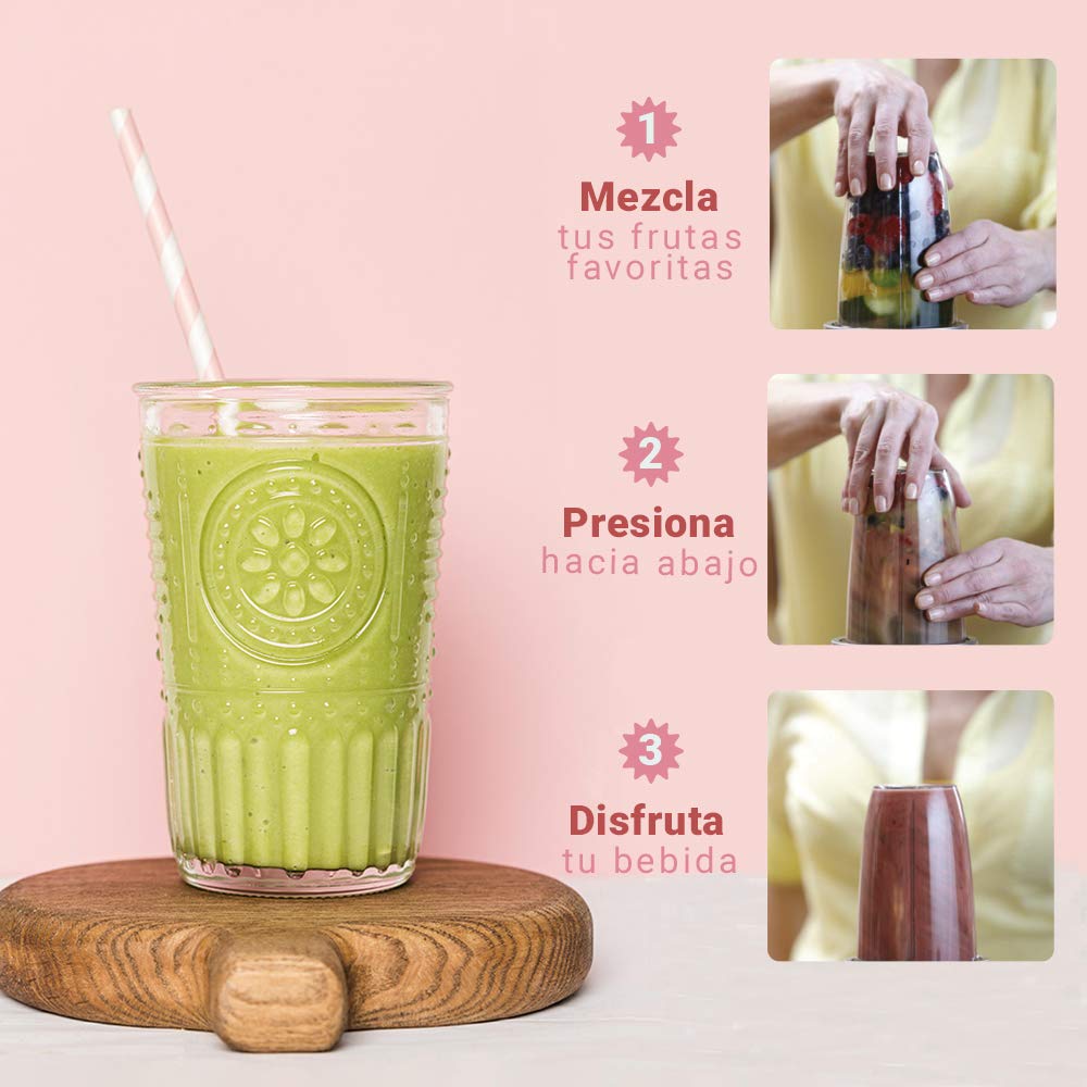 Bullet Blender Licuadora Procesador de Alimentos 1000W Pulverizador de alimentos| Libre BPA | Cuchillas Desmontables Acero Inoxidable| Color Cereza Metálico