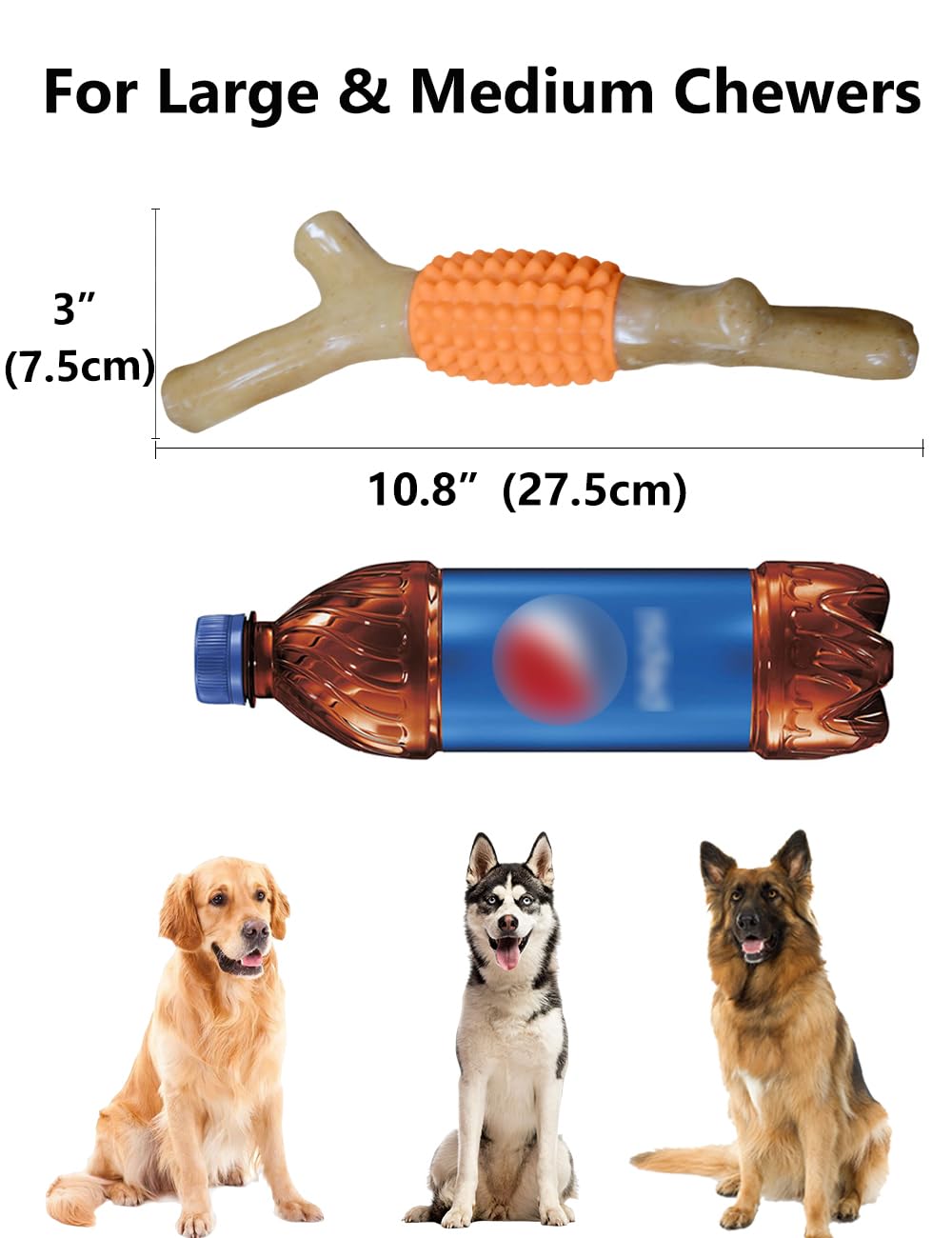 Juguete masticable para perros para masticadores agresivos, palo de dentición de goma de nailon resistente para perros grandes y medianos (madera de arce real)