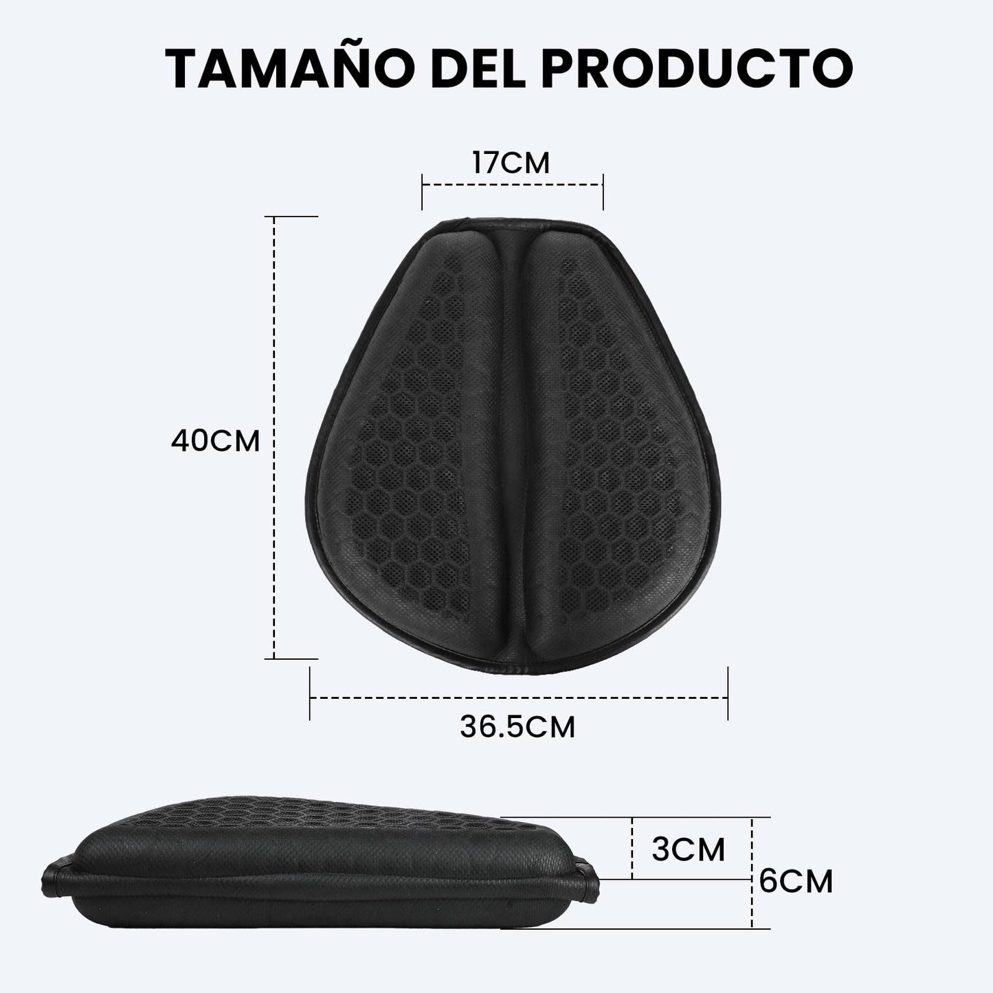 Kayoosi Cojín de Asiento de 3D, Material de Gel de Alta Elasticidad, Absorción de Impactos, Cómodo y Transpirable