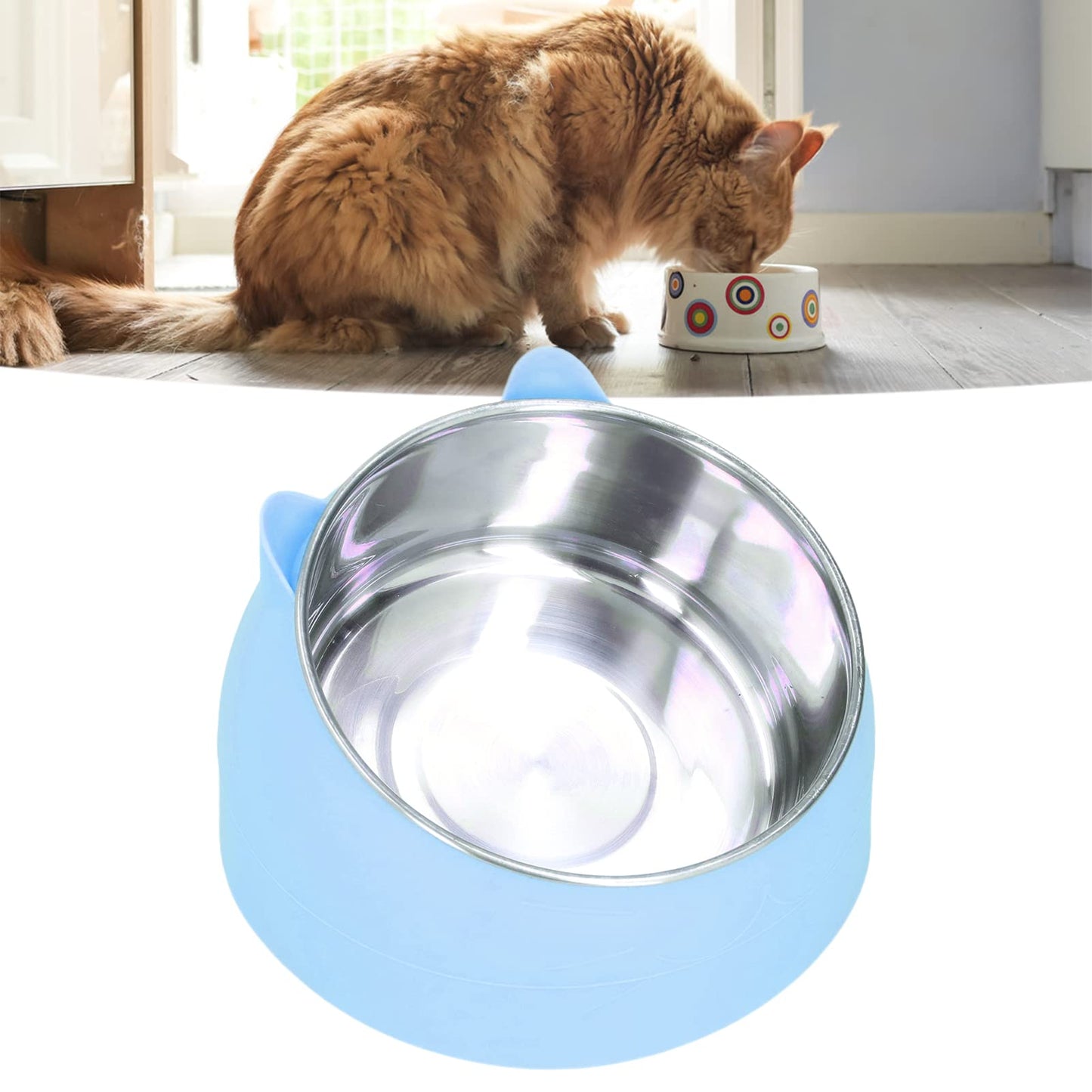 GLOGLOW Cuenco para Mascotas con Calefacción, Temperatura de Acero Inoxidable Tazón de Comida para Gatos Tazón de Calentamiento para Mascotas Perro Gato Calentador de Agua Térmico Tazón para Gatos