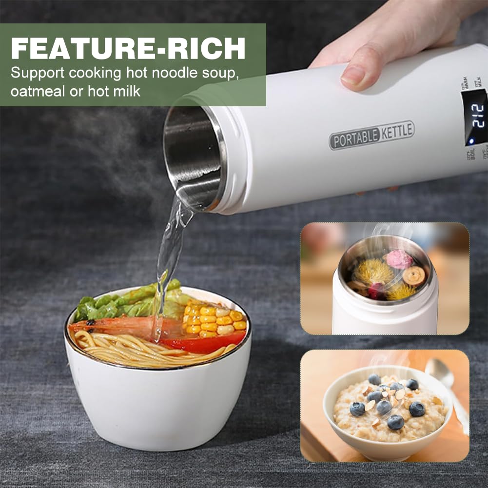 Haofy Hervidor de Agua Electrico Portatil, Pequeño Calentador Agua, Tea Maker Travel Kettle con 4 Preajustes Variables Caldera de Agua Caliente Personal de 500 Ml Enchufe de EE. UU. 120 V(Sellado)