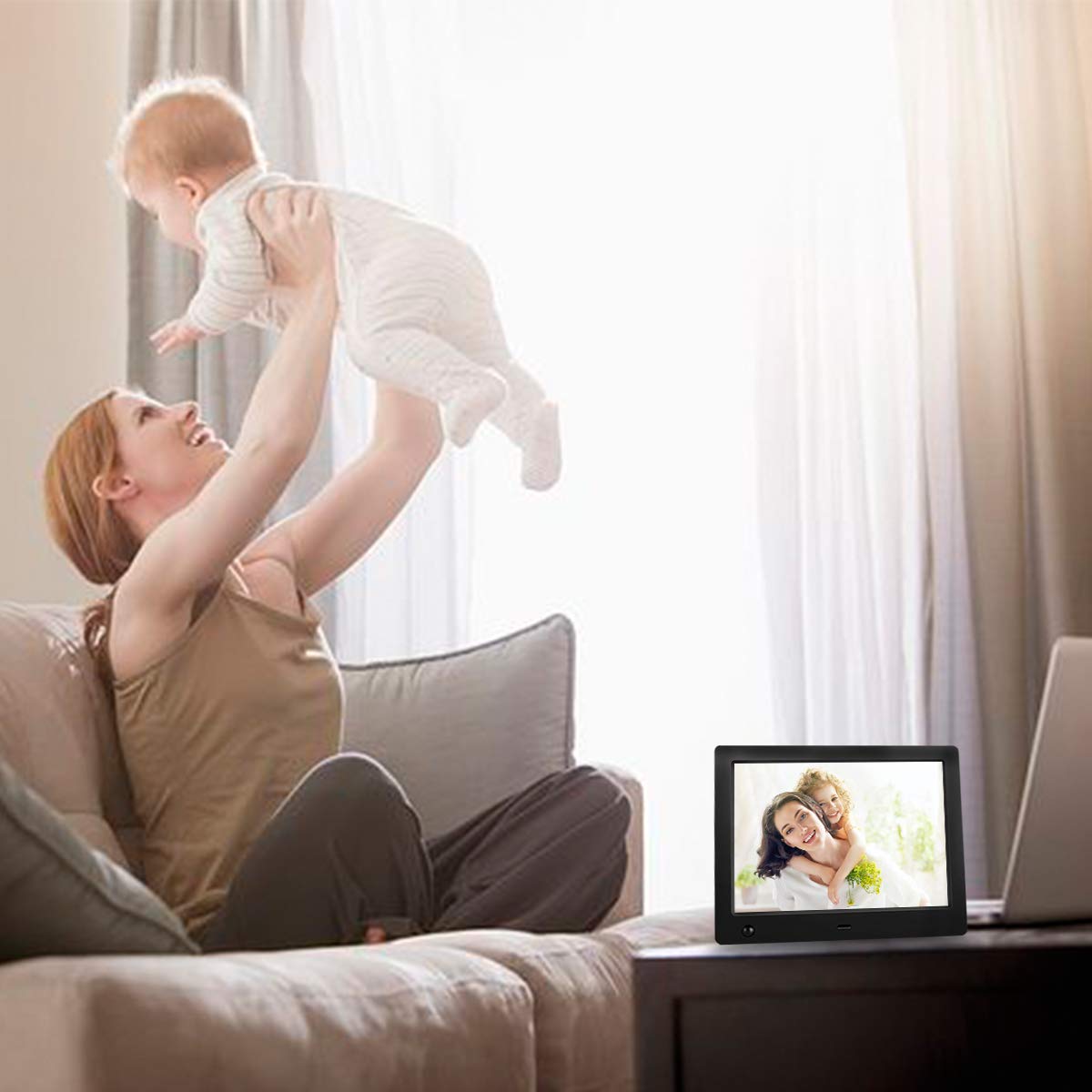 Digital Picture Frame 8 inch Electronic Digital Photo Frame with High Resolution 1024x768 IPS LCD and Motion Sensor/1080P 720P Video Player/Calendar/Time/Remote Control/Best for Gift or Present