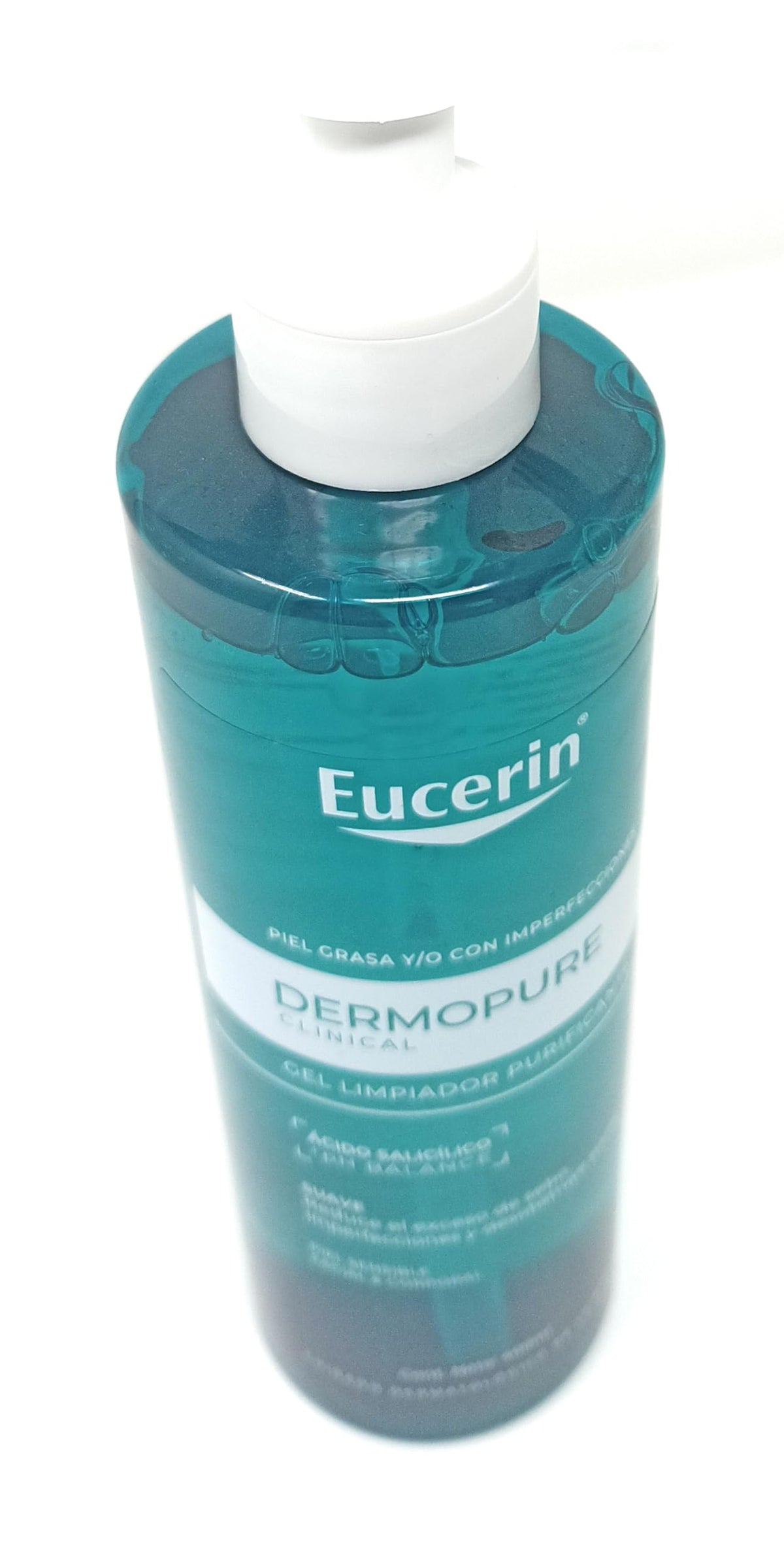 Eucerin Dermopure Clinical Gel Limpiador Facial y Corporal Purificante Reduce Exceso de Sebo, Imperfecciones, Espinillas y Comedones, Desobstruye y Destapa Poros para Piel Sensible 400 Ml