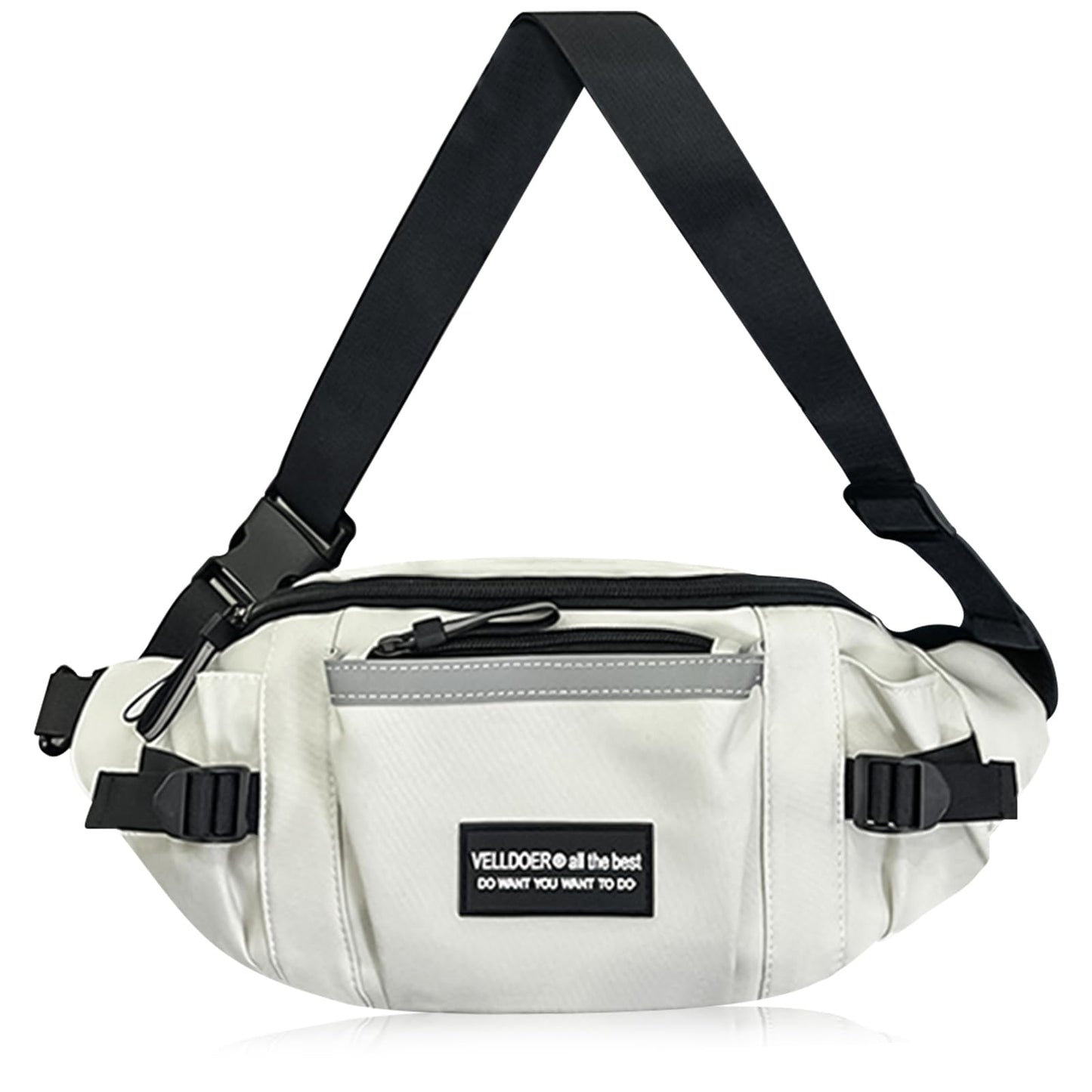 EUARD Riñonera Unisex Resistente al Agua con Correa Ajustable - Bolsa Bandolera Multibolsillos para Viajes, Senderismo, Running y Uso Diario - Ideal para Hombres y Mujeres((Blanco)