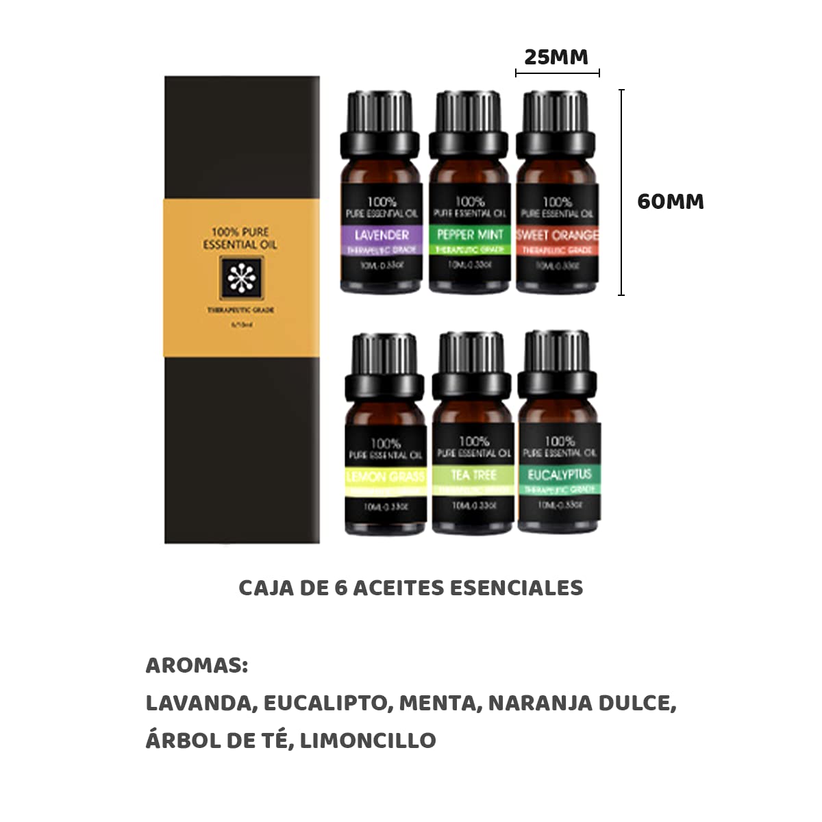 Aceites Esenciales VIDA4U 10ml Naturales para Aromaterapia en Hogar y Oficina