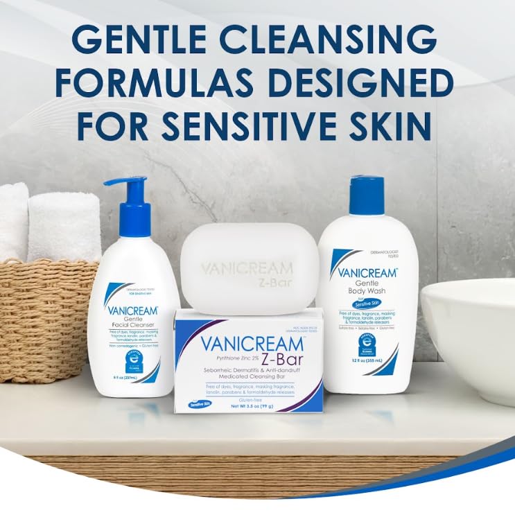 Limpiador facial suave Vanicream para pieles sensibles con dispensador de bomba, 8 onzas