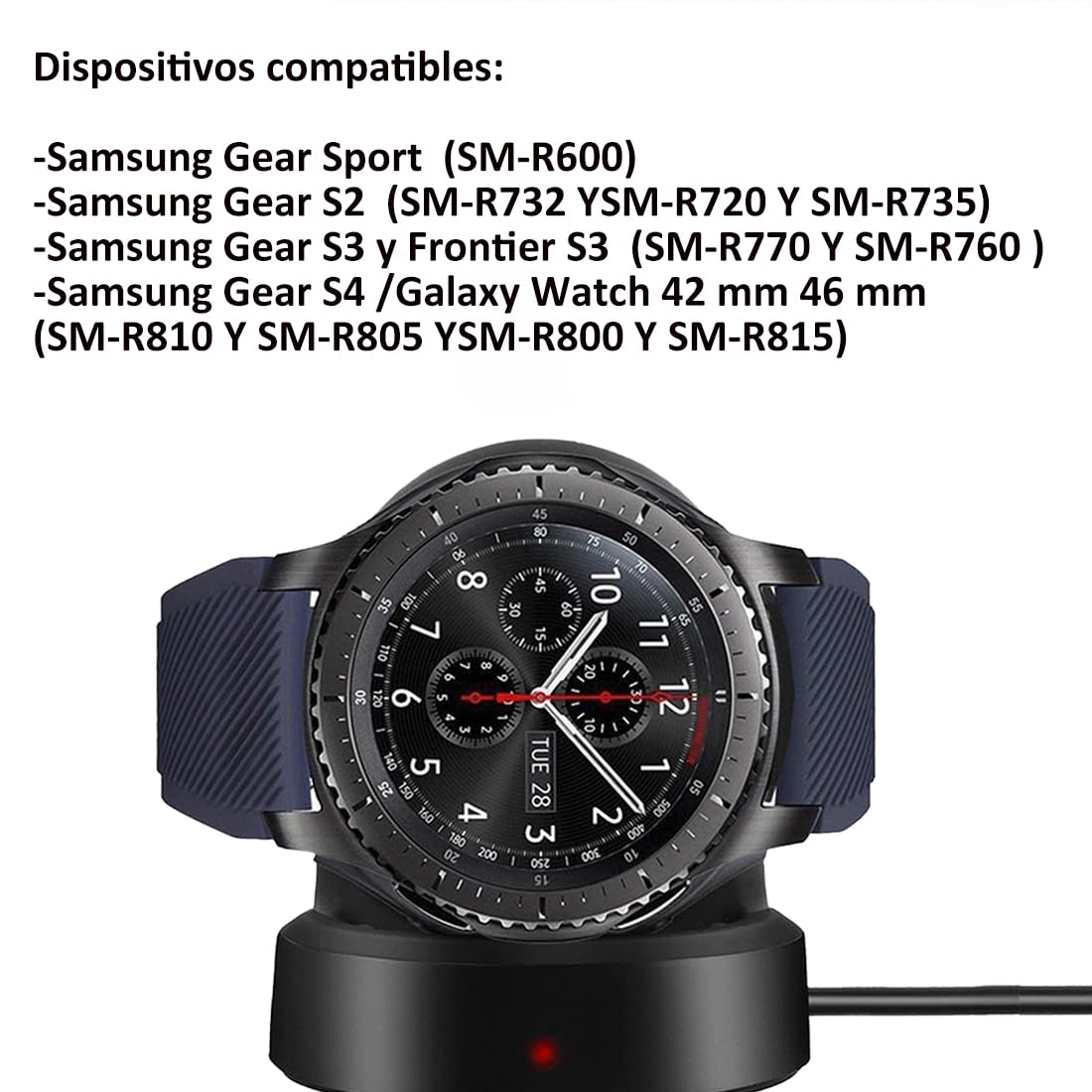USTIYA Cargador para Samsung Galaxy Gear S4 y S3 y S2 Frontier y Sport y Watch de 42 mm R810 y 46 mm SM-R800 y R815 y R770 y R760 y R600 USB Base de Carga Reloj Charging Cable