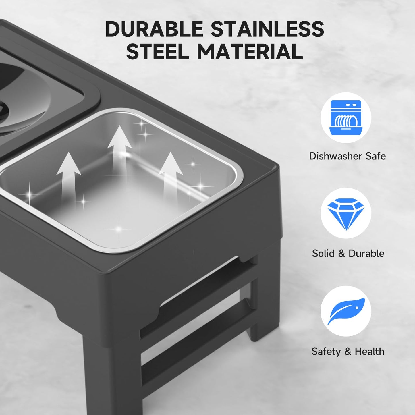 ELS PET - Cuencos elevados para perros, cuencos elevados ajustables con tazón de agua para perros sin derrames y tazón de acero inoxidable/alimentador lento, soporte para cuencos para perros pequeños,