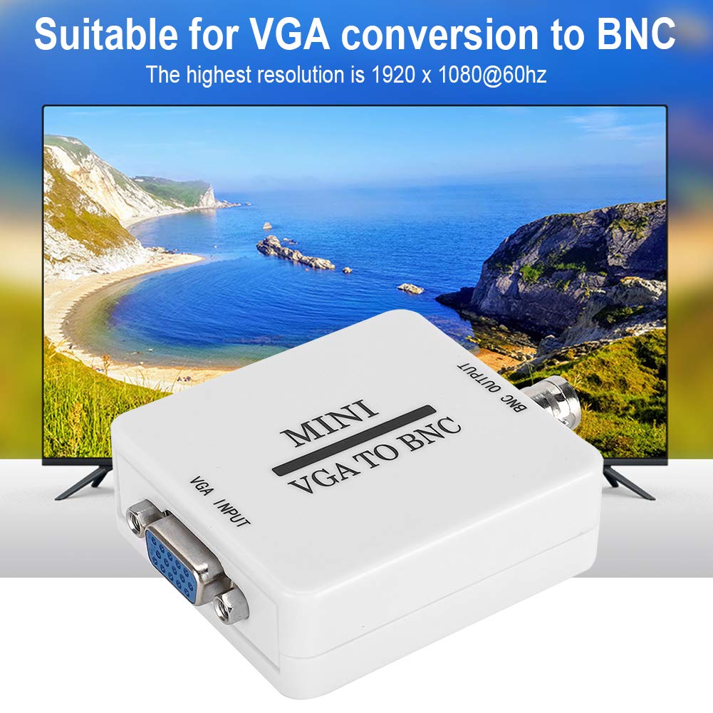 ASHATA VGA a BNC Converter, Mini HD VGA a BNC 1920 X para videoconferencia Home Theater TV Conversión de Imagen de computadora 1080 USB Video Converter para HDTV Monitores Televisores Computadoras