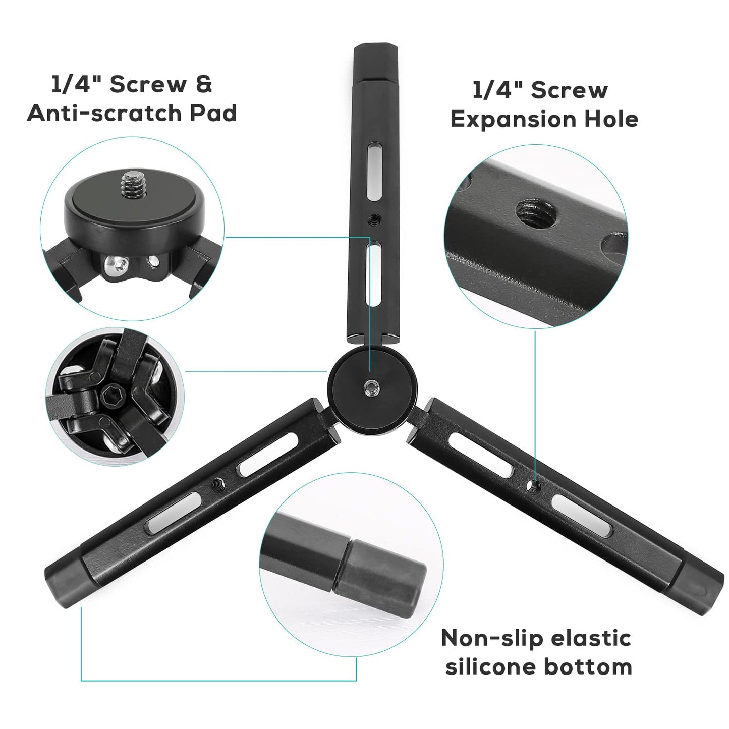Keslom EaxanPic Aluminum Mini Tripod, Desktop Tabletop Stand Tripod for Zhiyun Smooth Q/4, Crane Plus/2,Weebill s, Ronin S/SC/RS2/RSC2, Osmo Mobile,Gimbal Handle Grip Stabilizer Tripod