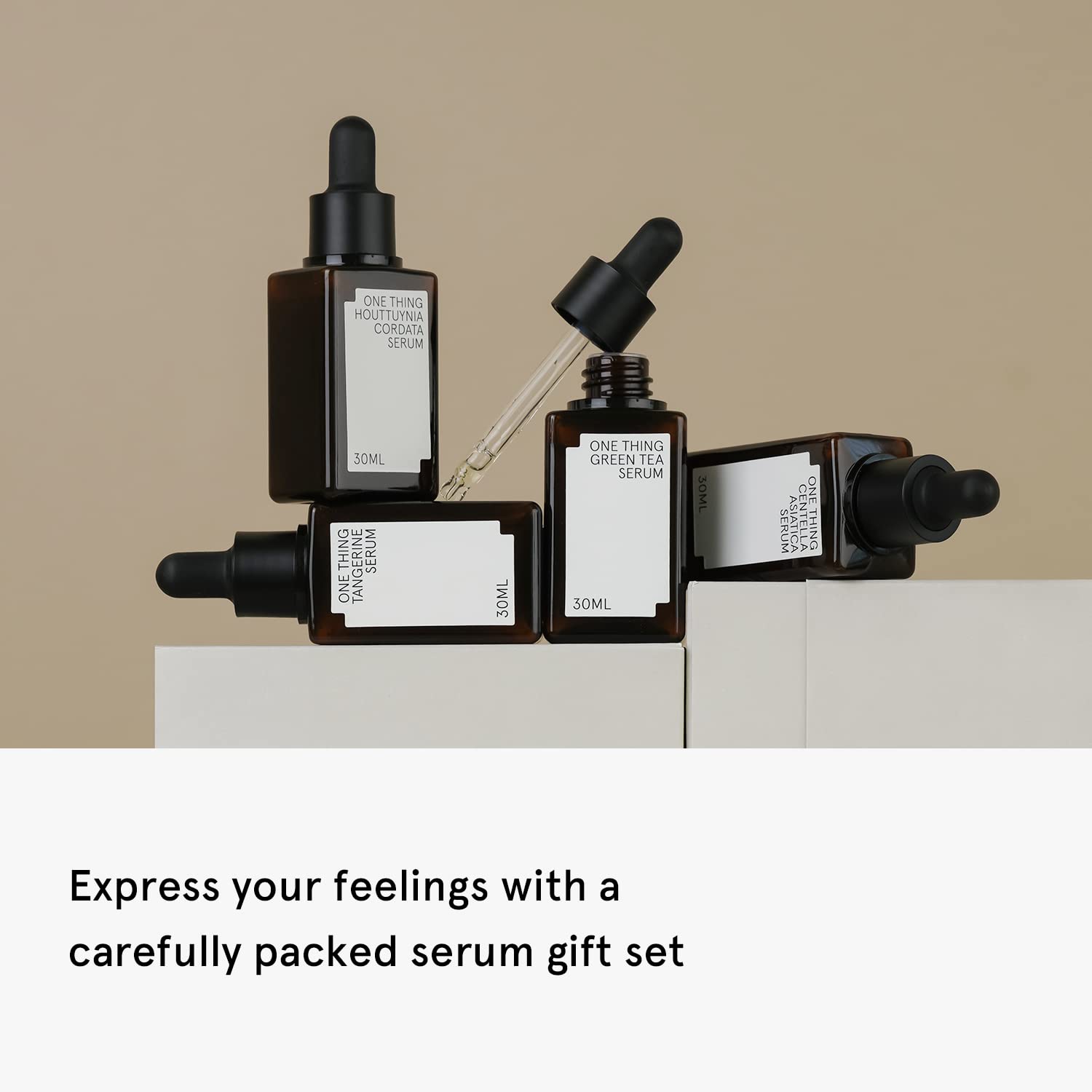ONE THING Juego de suero de 1 onza líquida. * 4 piezas | Kit de cuidado de la piel de ampolla facial vegana, juego para preocupaciones específicas del cuidado de la piel, calmante hidratante iluminador, cuidado de la piel coreano