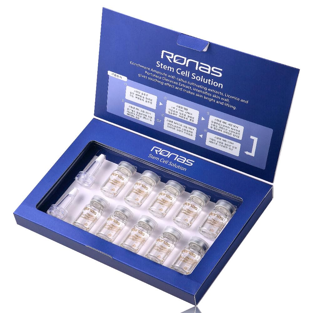 Ronas Solución de células madre 5 ml 10vial. Fórmula antienvejecimiento avanzada. La mejor solución antienvejecimiento. Las células madre vegetales rejuvenecen tu piel. Con microagujas, Dermapen, MTS. Beauty Salon de Corea.