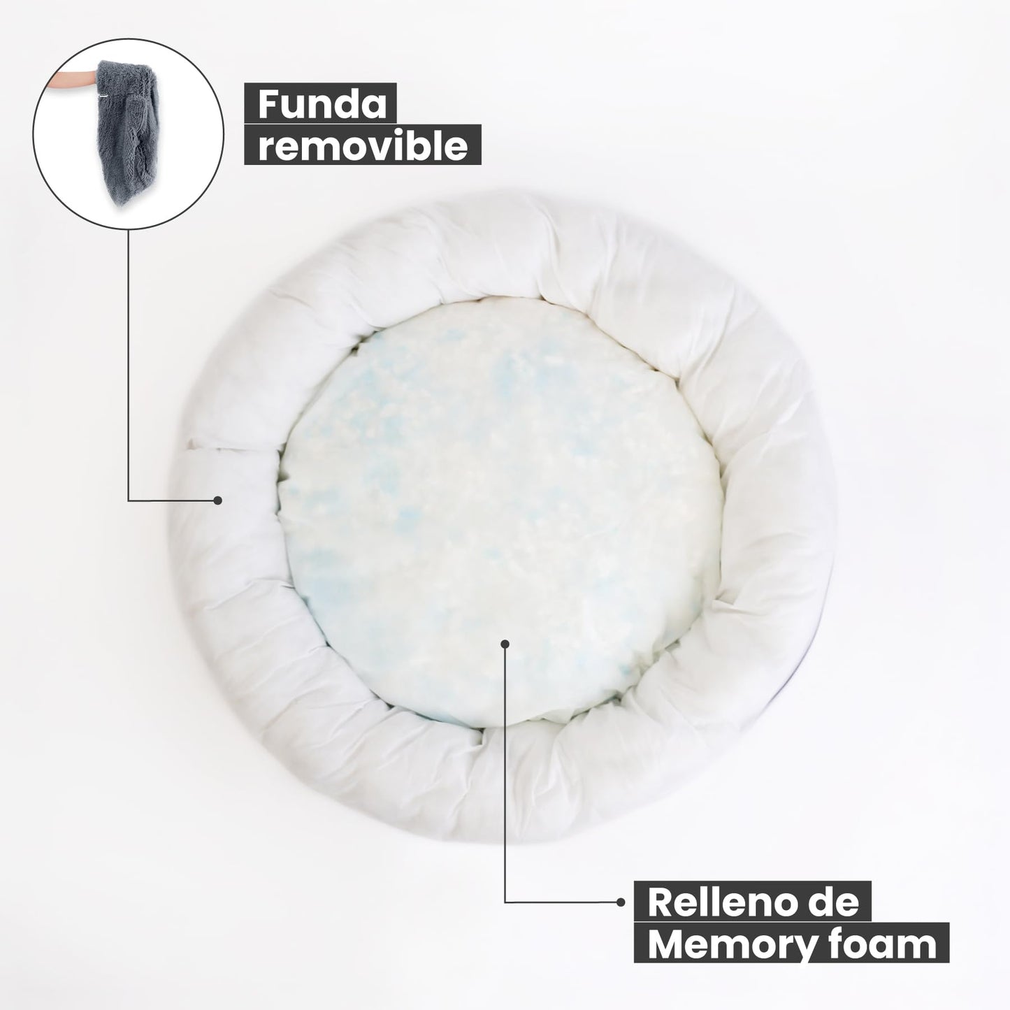 Furbedz Cama para Perro Chico, diseño antiestrés, Cama Lavable con Funda extraíble intercambeable, Felpa ultrasuave, Forro Interno, Soporte ortopédico Memory Foam, Base Impermeable