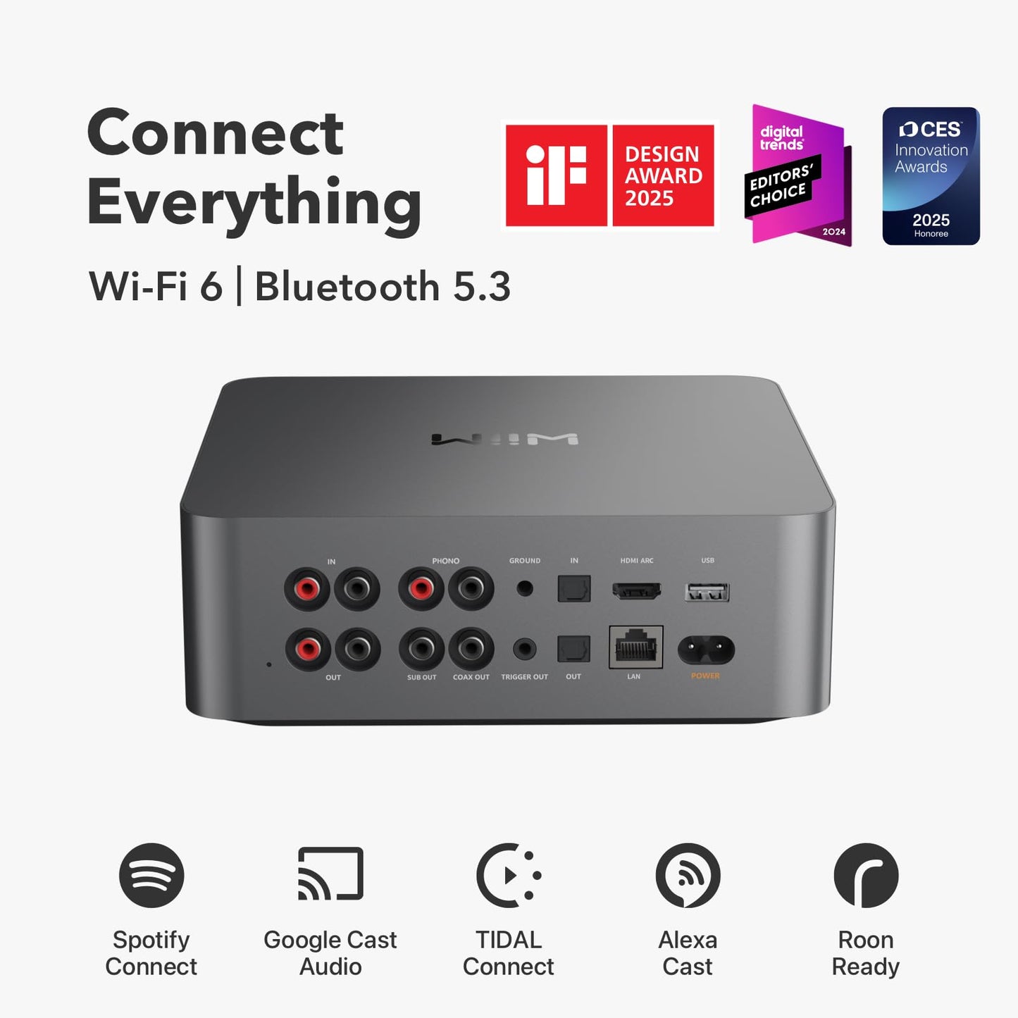Preamplificador Digital WiiM Ultra Gris con Pantalla Táctil 3,5" Compatible con Google Cast, Alexa y Reproducción de Spotify, Amazon Music, Tidal