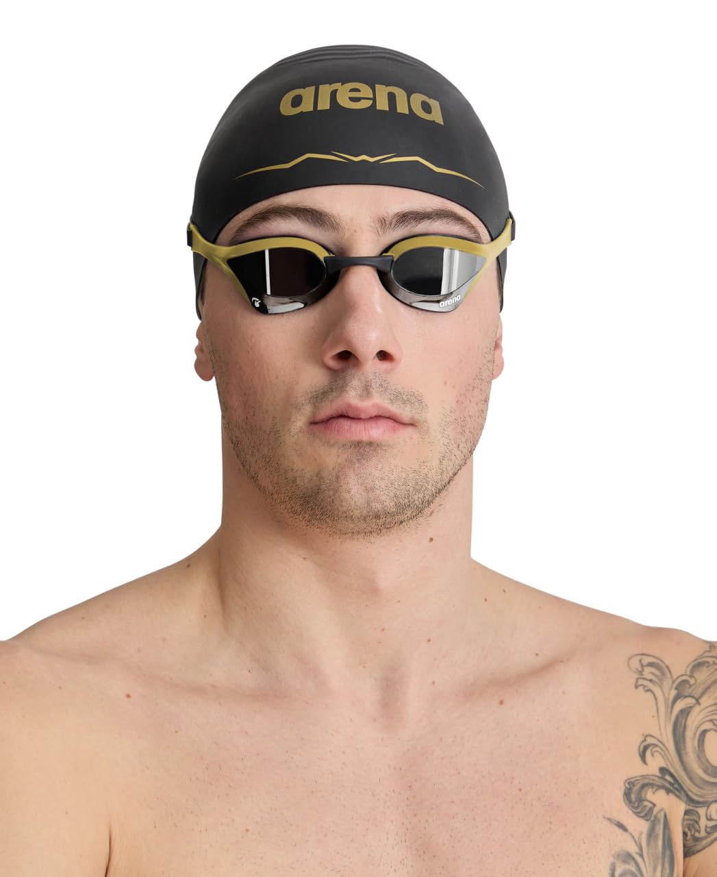Arena Cobra Ultra Swipe Racing - anteojos de natación para Hombres y Mujeres, Lente Espejo, antivaho, protección UV, Plateado/Dorado