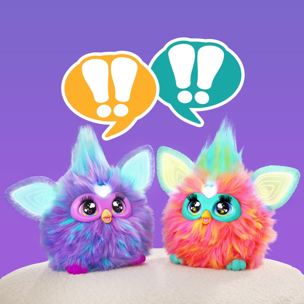 Furby Coral Peluche Electrónico Interactivo, Habla, Canta, se Ilumina y responde a su Voz, con 15 Accesorios de Moda para niños y niñas de 6 años en adelante.