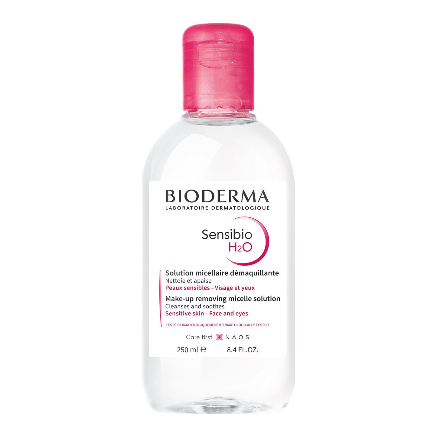 BIODERMA, Agua Micelar, Sensibio H2O, Desmaquillante para Piel Sensible, Calma y Reduce la Irritación, 250 ml