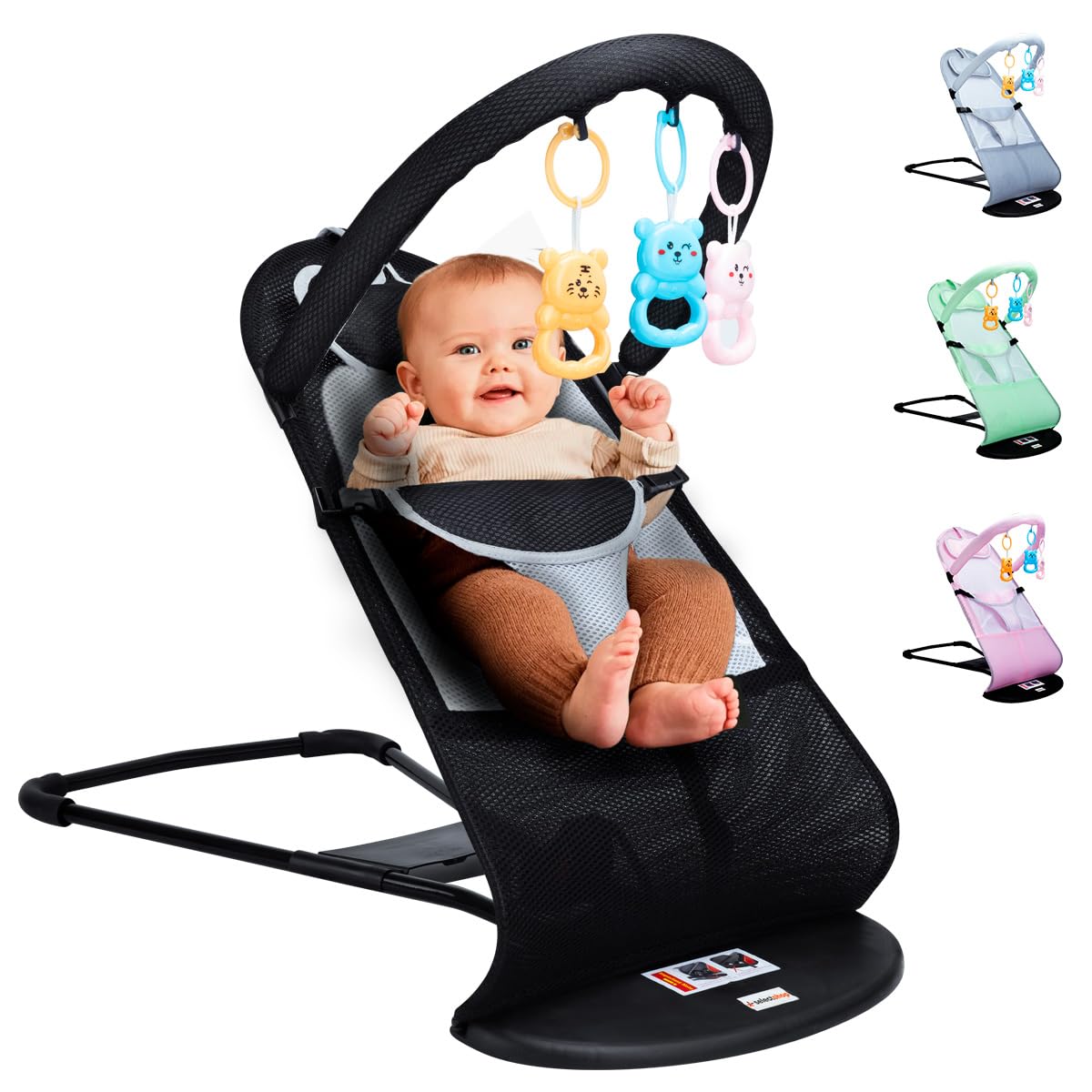 Silla Mecedora SELECTSHOP Negra Portátil de Lujo con Asiento Transpirable y Cómodo para Bebé
