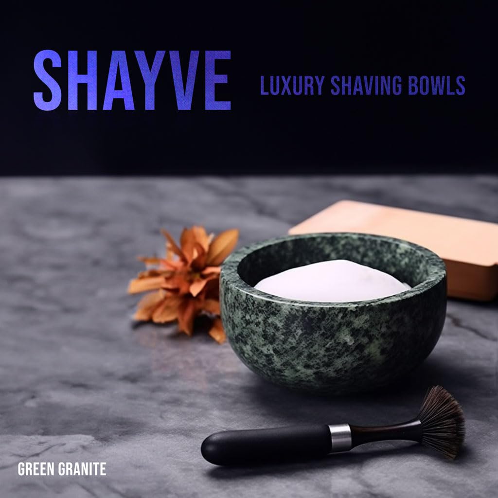 ShayVe - Cuenco de afeitar para jabón y crema de afeitar, cuenco de afeitar de mármol para jabón y crema, exquisito kit de afeitado húmedo con aislamiento térmico (White)