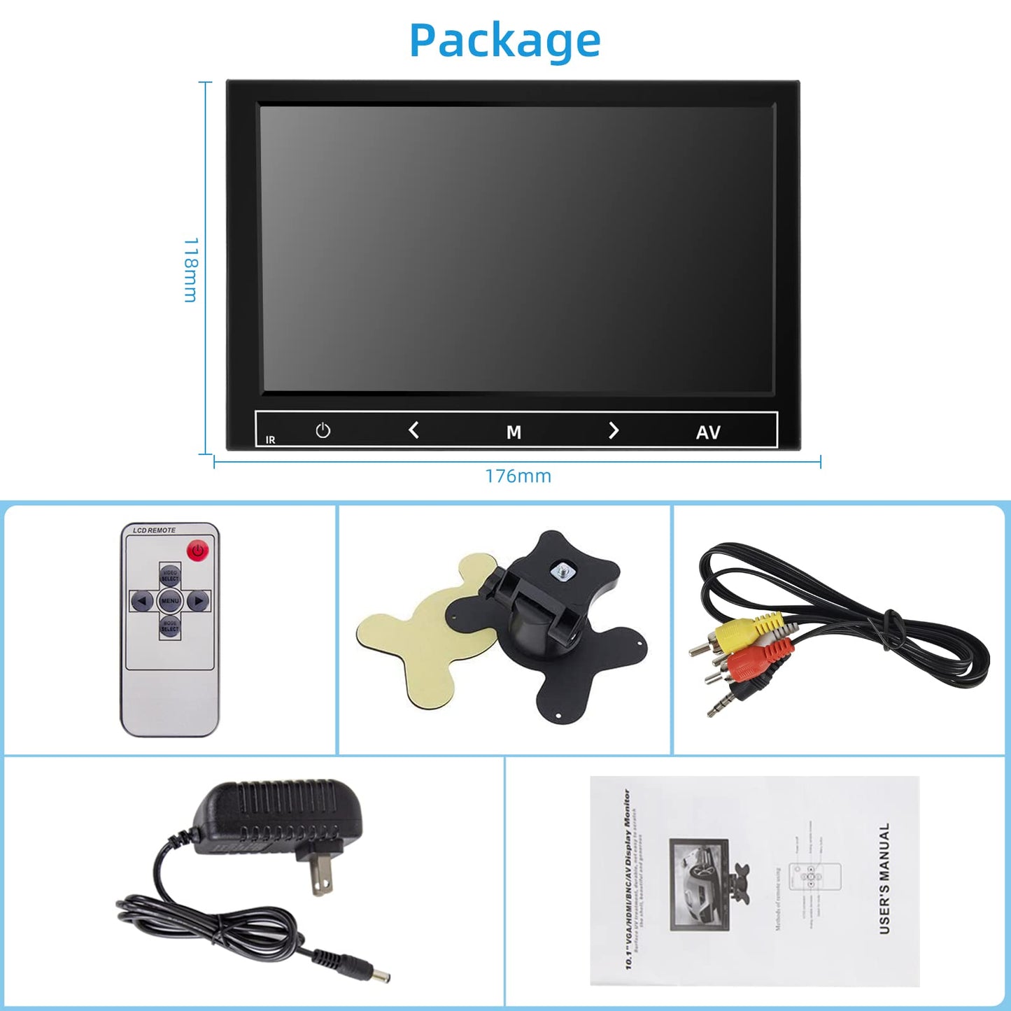 AISHICHEN Monitor de seguridad de 7 pulgadas, resolución de 1024 x 600 pulgadas, pequeño monitor HDMI con control remoto, altavoces integrados, pequeño monitor portátil con entrada USB HDMI VGA AV BNC para CCTV (7 pulgadas 1024x600P)