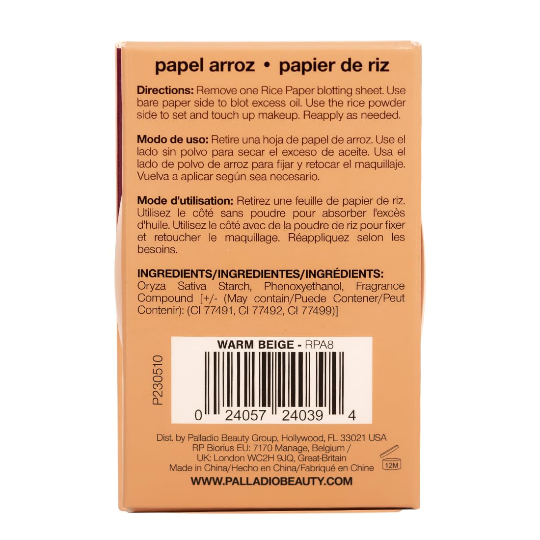 Palladio Papeles faciales de arroz para piel grasa, hojas absorbentes para el rostro hechas de arroz natural, papel absorbente de aceite con polvo de arroz, de doble cara, Warm Beige