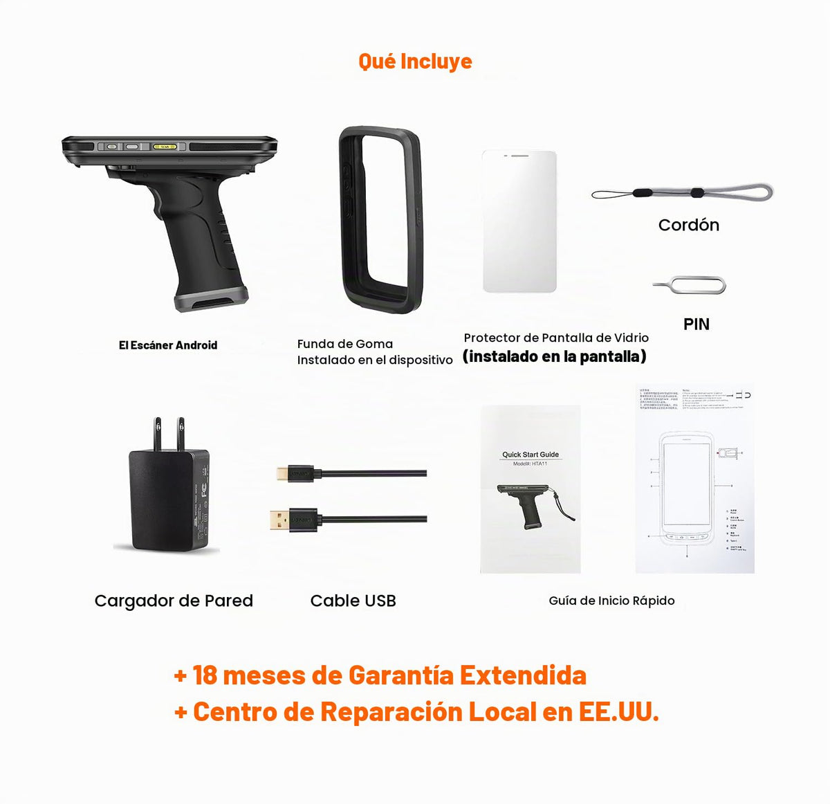 Terminal de Datos Portátil Archer Products Negro con Escáner de Código de Barras 1D y 2D, 3G 4G WiFi BT GPS y Empuñadura Ergonómica de Pistola