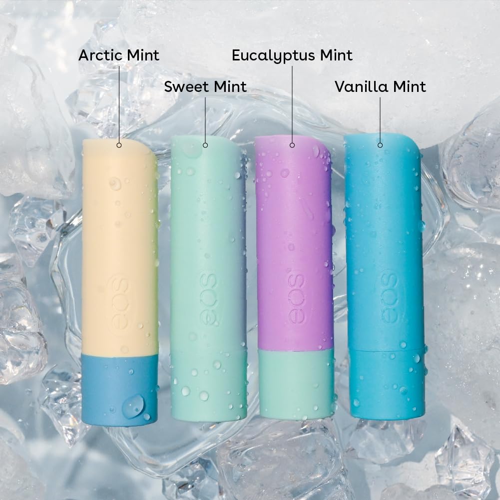 eos Super Soft Shea Lip Balm Sticks - Minty Cool Variety Pack | Lip Moisturizer | 24 Hour Hydration | Gluten Free Lip Care|4 Pack