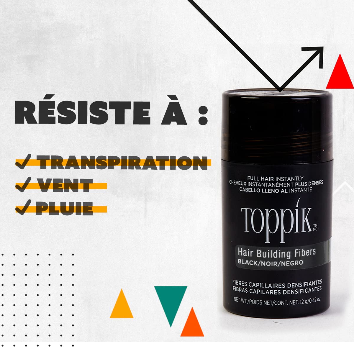 Toppik - Fibras para fortalecer el cabello, negras, 0.97 onzas