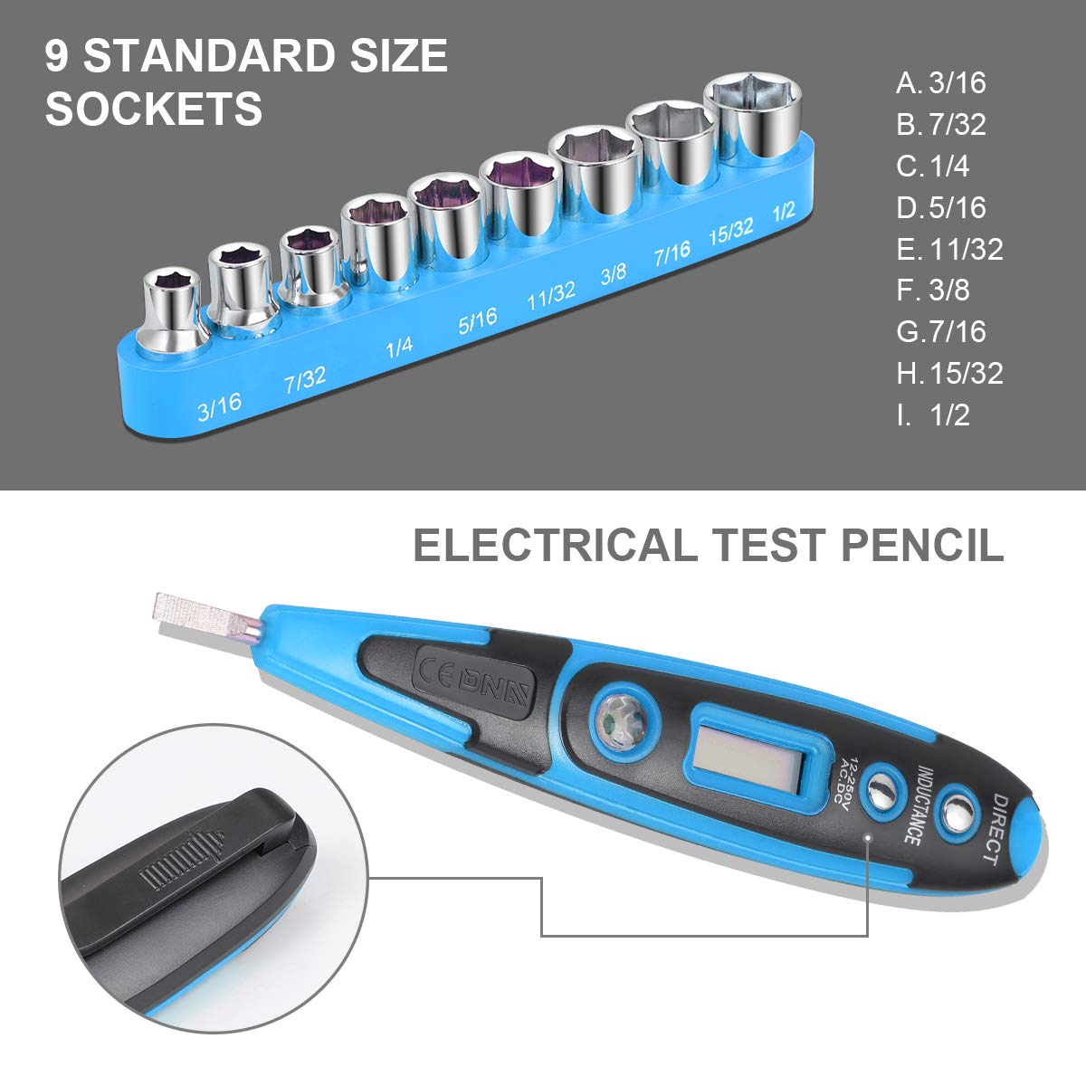 DNA MOTORING Juego de 46 piezas de herramientas para el hogar, reparación eléctrica, destornilladores de precisión, probador de voltaje, alicates de martillo, kit de bricolaje (TOOLS-00013)