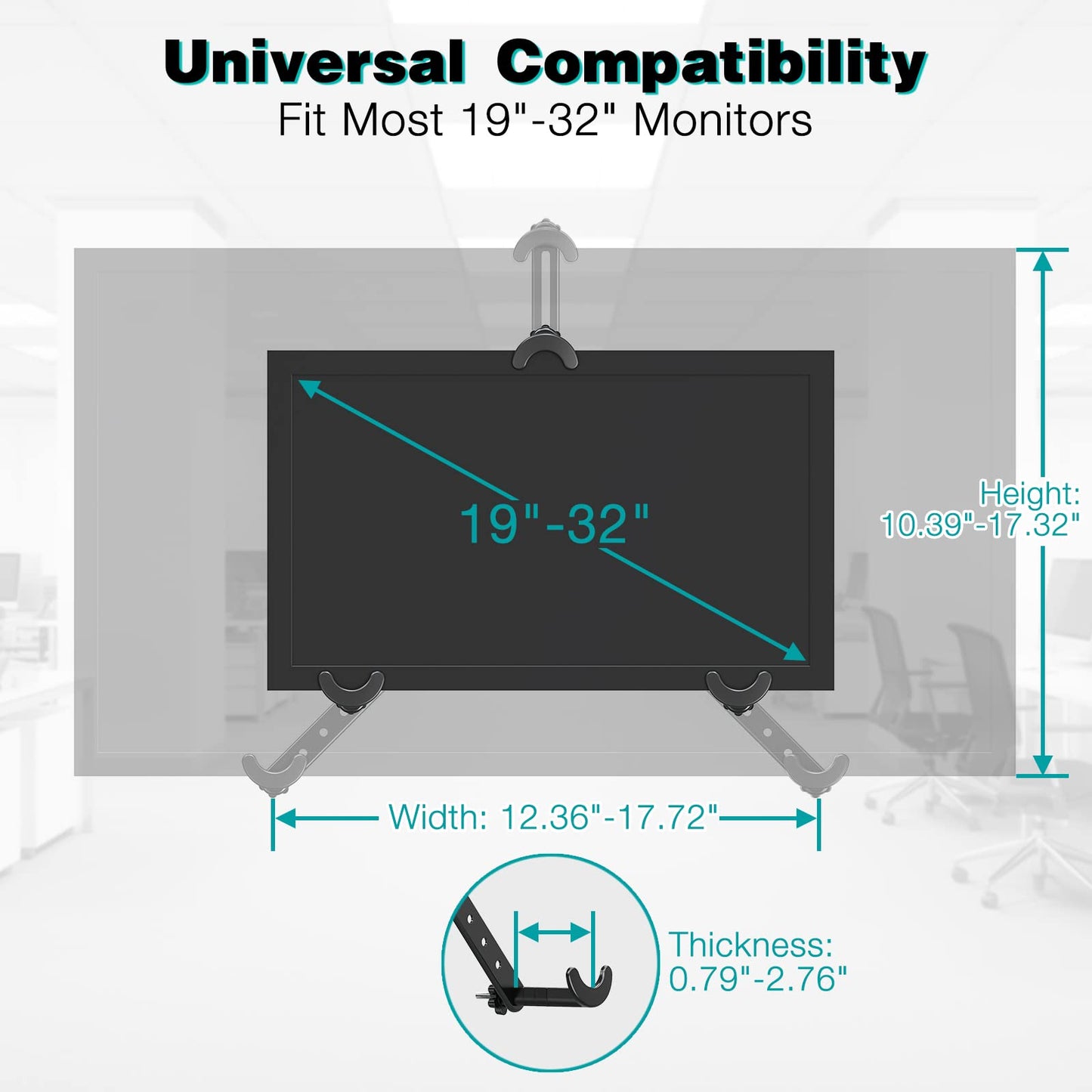 Adaptador de Montaje VESA MOUNT PRO Negro Universal para Monitores de 19 a 32 Pulgadas