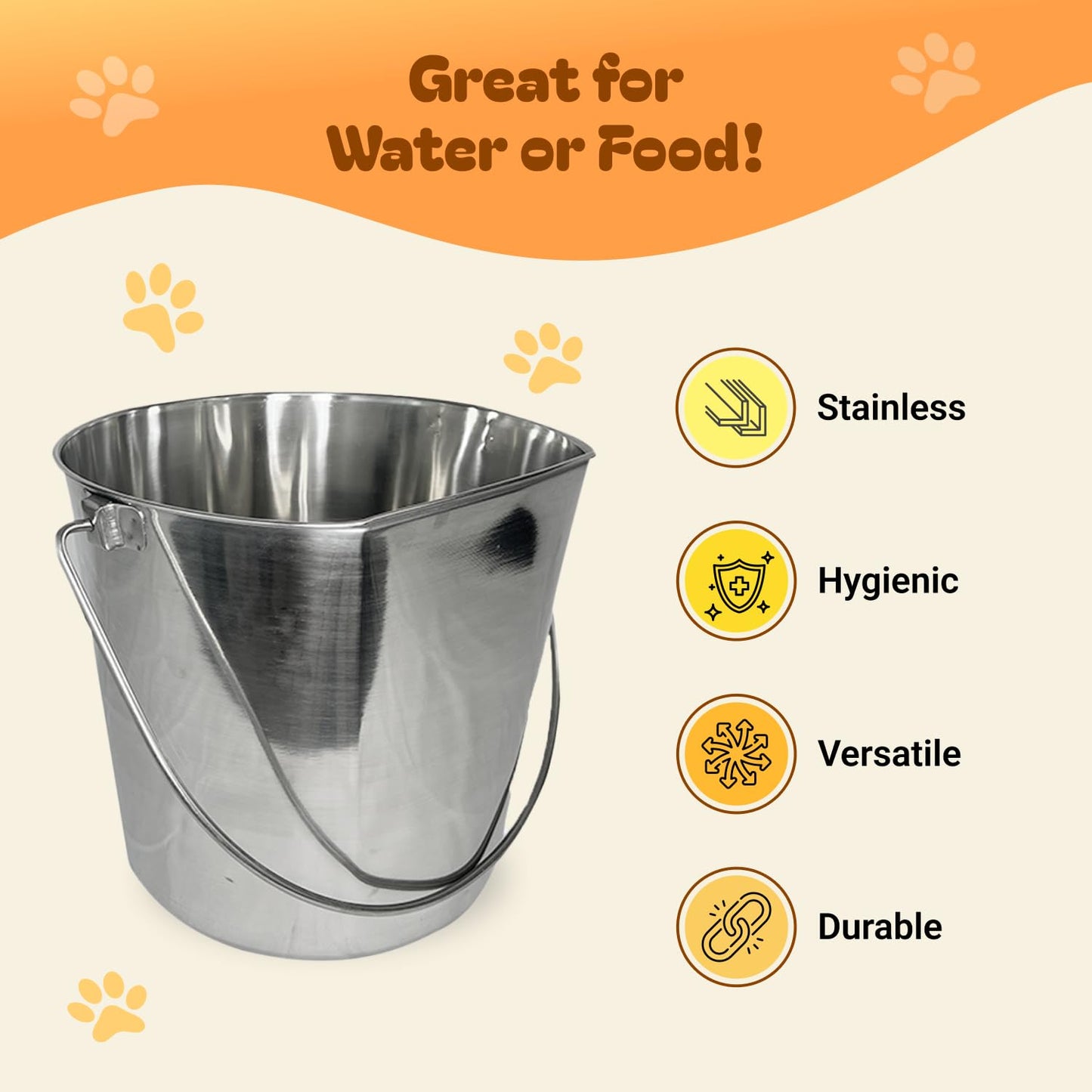 Advance Pet Products Cubo Plano de Acero Inoxidable Pesado, Plano de 2 Cuartos