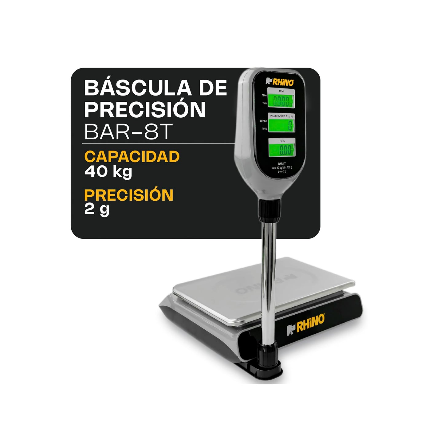 Báscula Digital Comercial RHINO Acero Inoxidable Precisión para Mujer