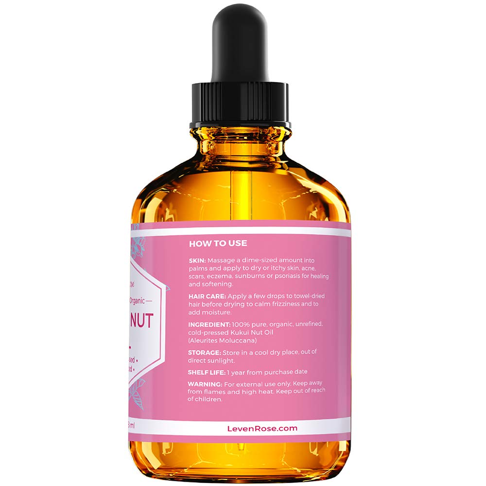 Leven Rose Kukui Nut Oil from Leven Rose, 100% Natural Organic (Cold Pressed, Unrefined) 120ml